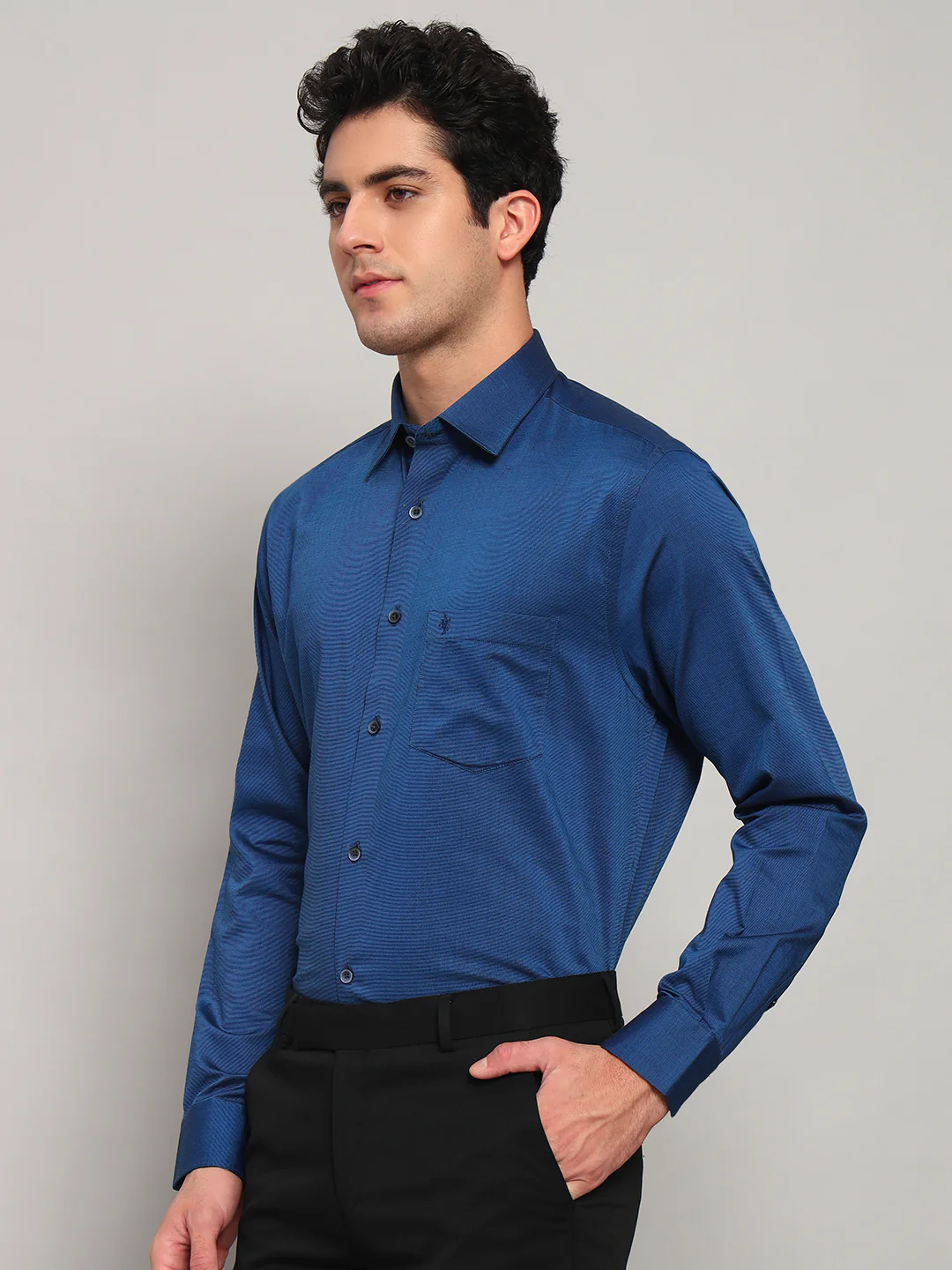 Formal Shirt for Men l Breathable & Soft with Color Fastness Regular Fit Spread Collar Neck Cotton Blend Fabric Solid Pattern - Image 3