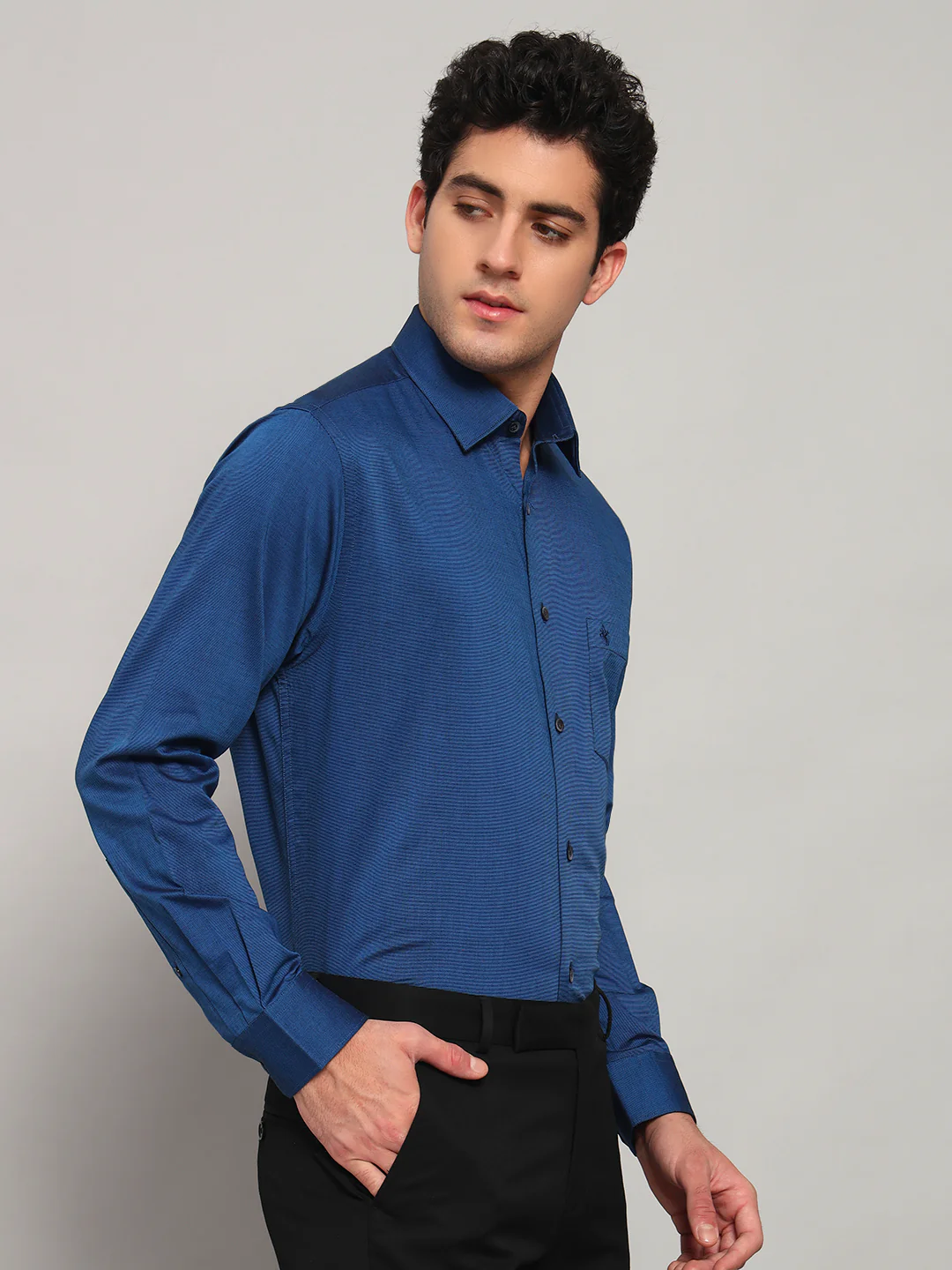Formal Shirt for Men l Breathable & Soft with Color Fastness Regular Fit Spread Collar Neck Cotton Blend Fabric Solid Pattern - Image 4