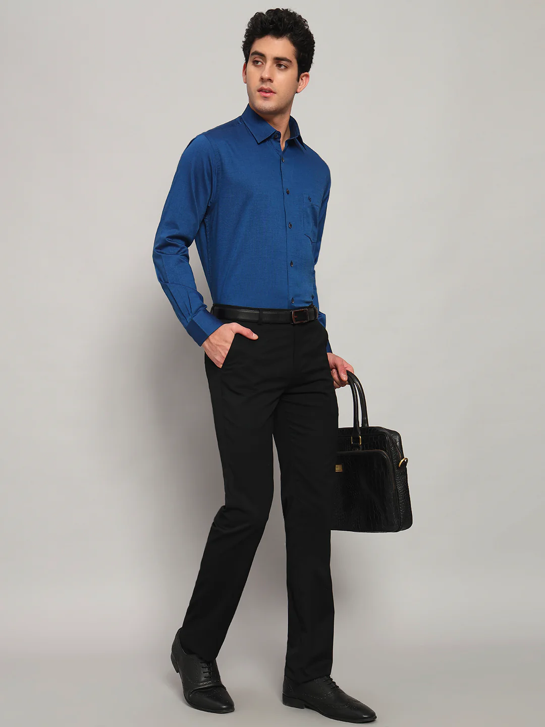 Formal Shirt for Men l Breathable & Soft with Color Fastness Regular Fit Spread Collar Neck Cotton Blend Fabric Solid Pattern - Image 8
