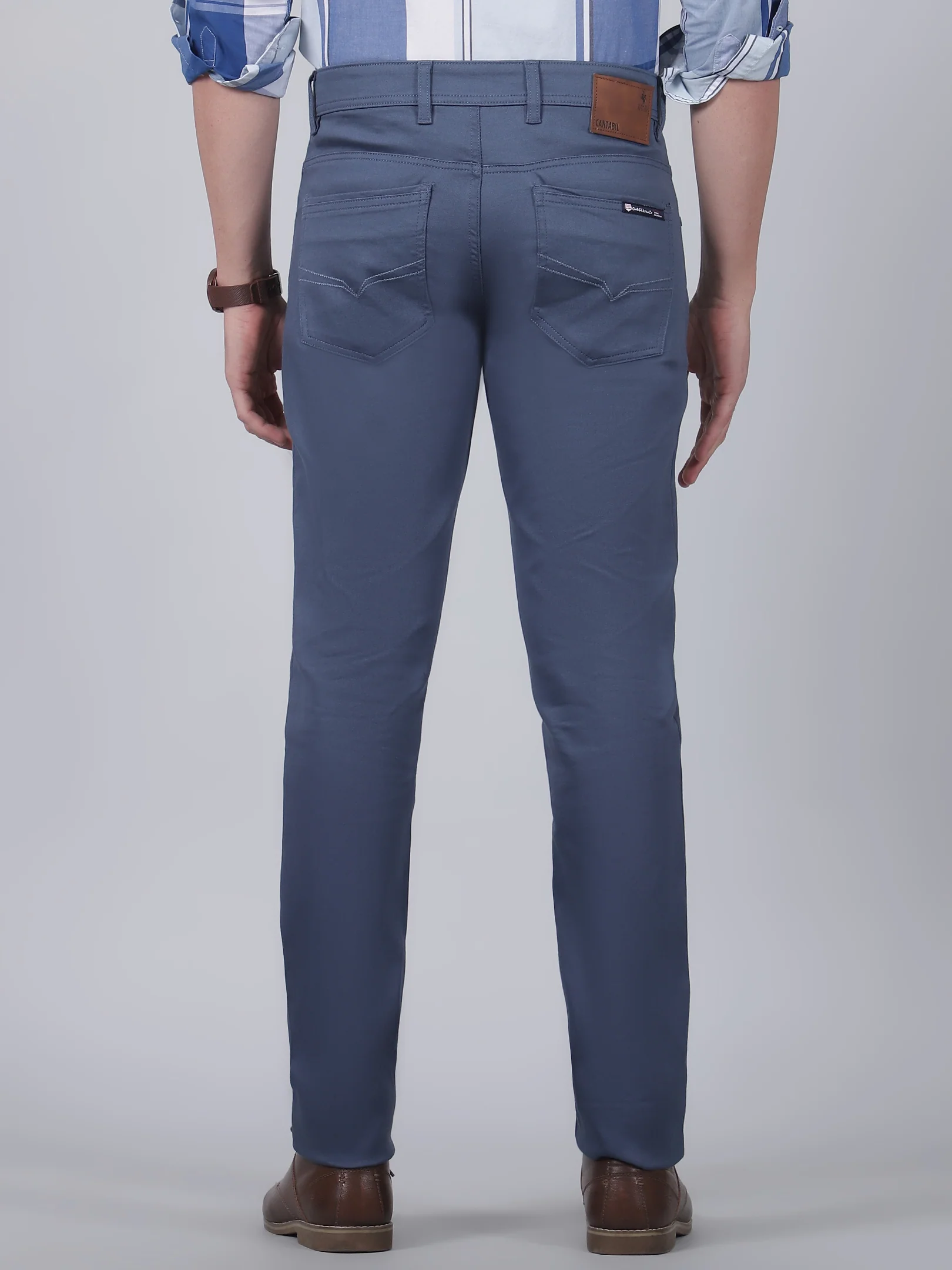 Casual Trouser for Men | Breathable & Soft with Color Fastness Regular Fit Cotton Blend Fabric Solid Pattern Button Closure - Image 5