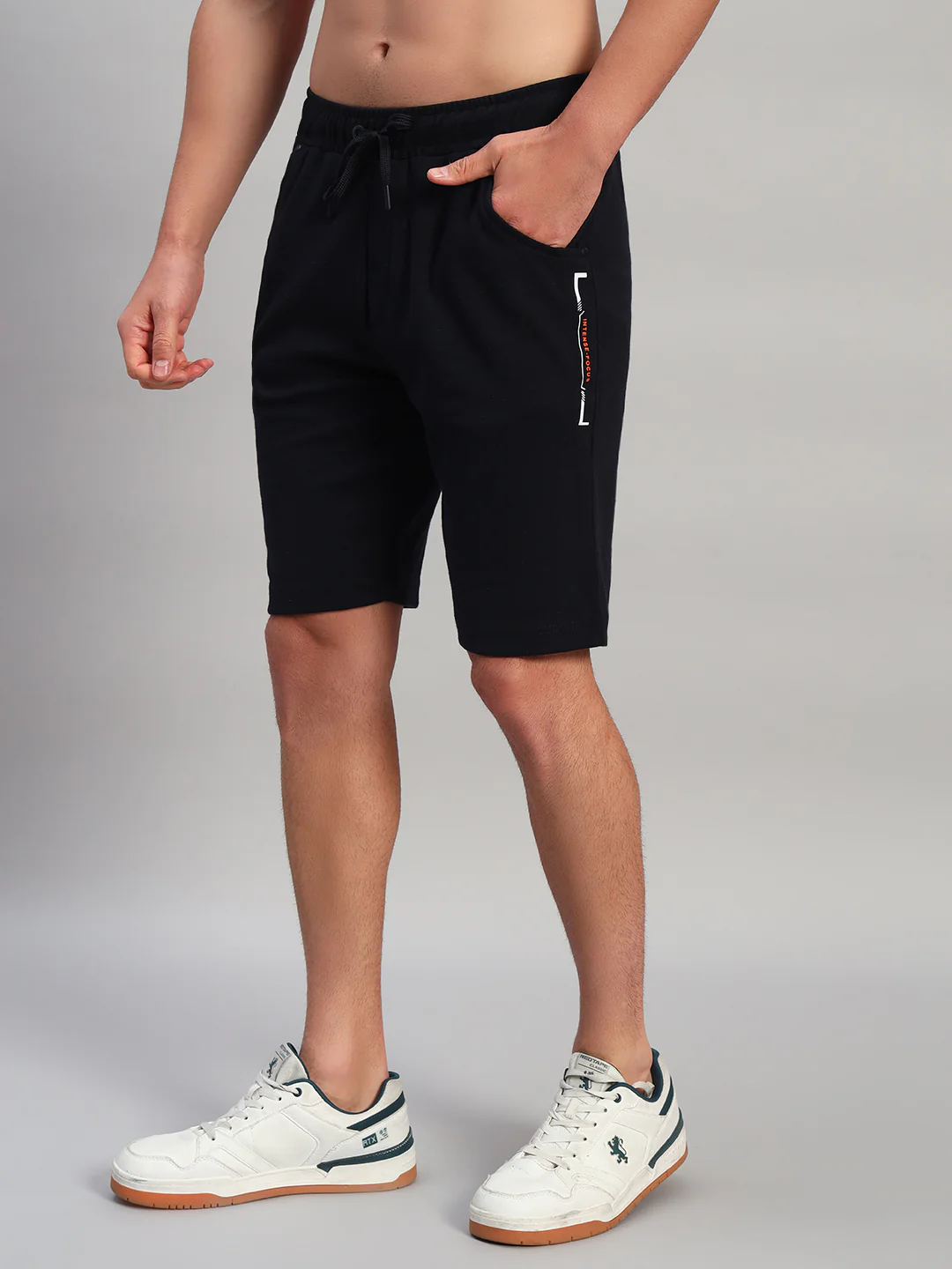 Men's Solid Blue Regular Fit Casual Bermuda - Image 3
