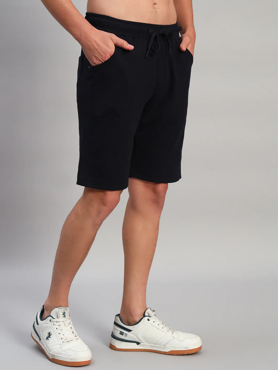Men's Solid Blue Regular Fit Casual Bermuda - Image 4