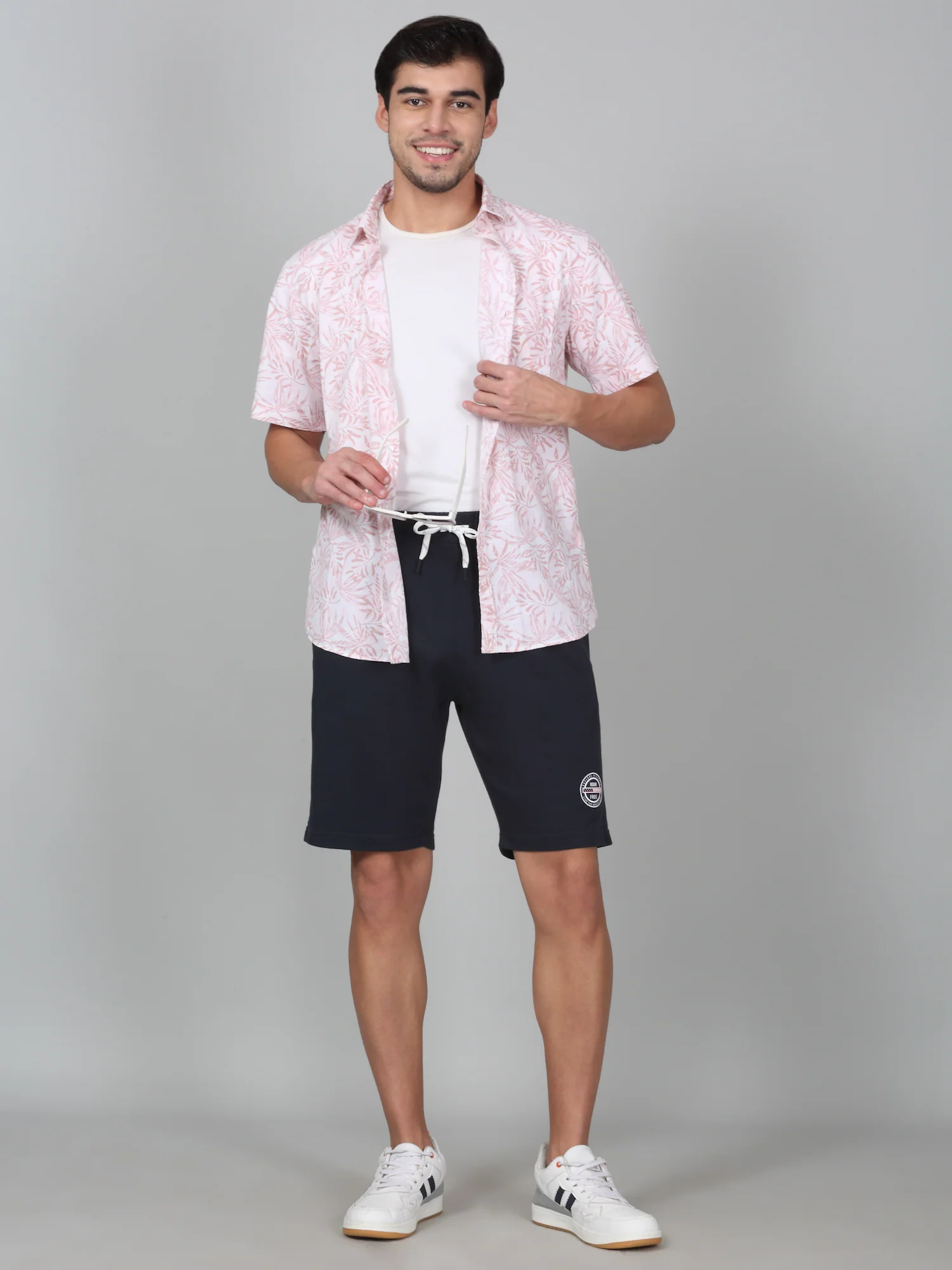 Men's Solid Blue Regular Fit Casual Bermuda - Image 2