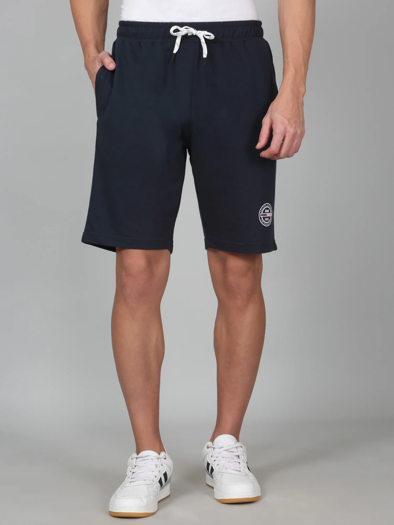 Men's Solid Blue Regular Fit Casual Bermuda - Image 3