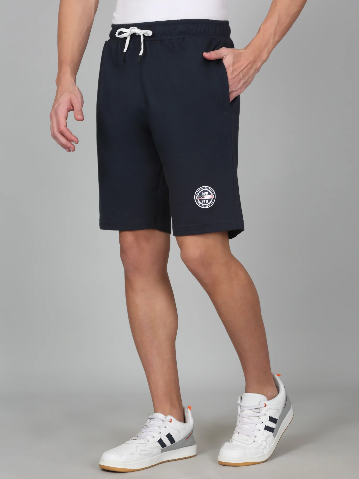 Men's Solid Blue Regular Fit Casual Bermuda - Image 4