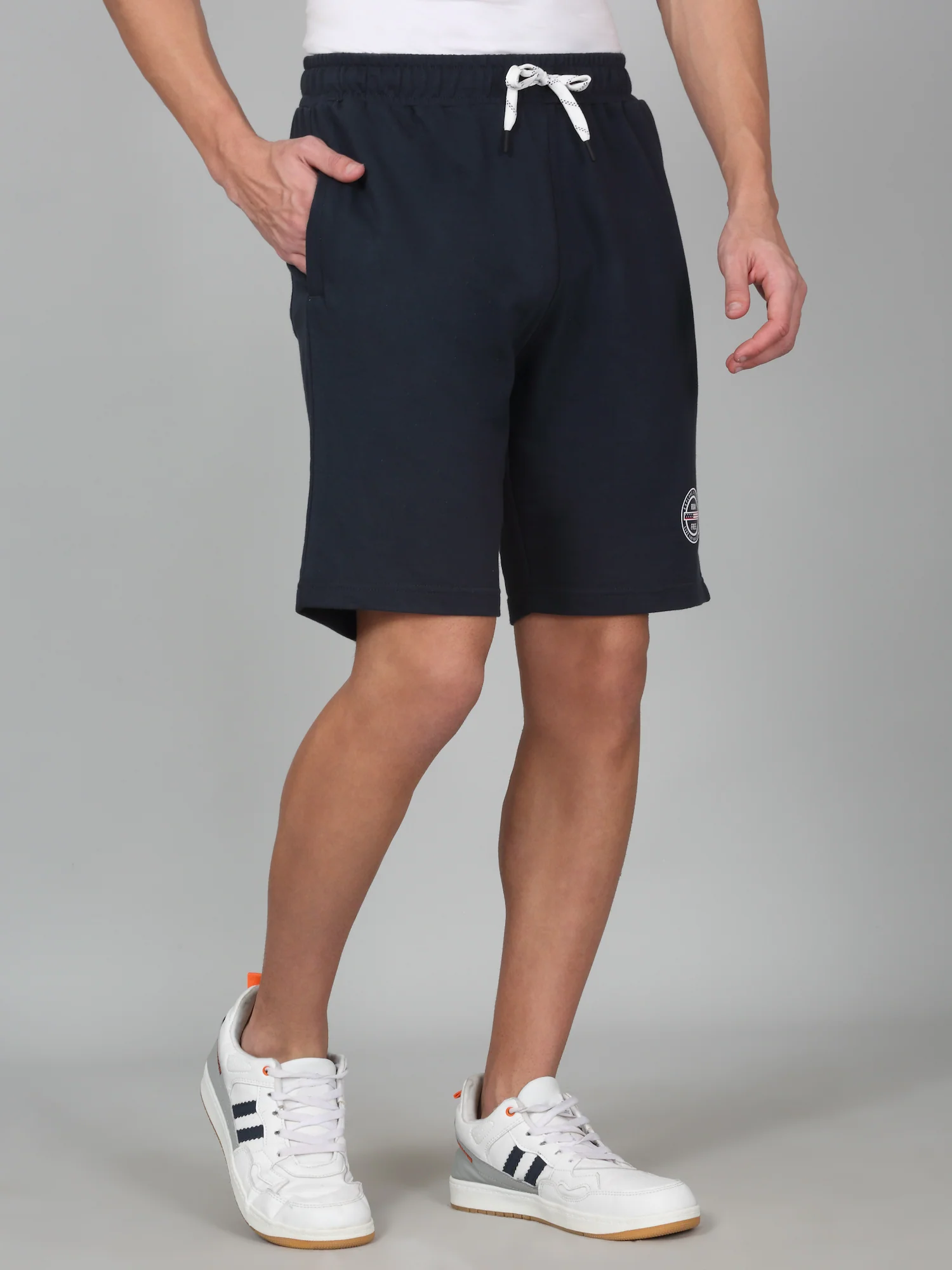 Men's Solid Blue Regular Fit Casual Bermuda - Image 5