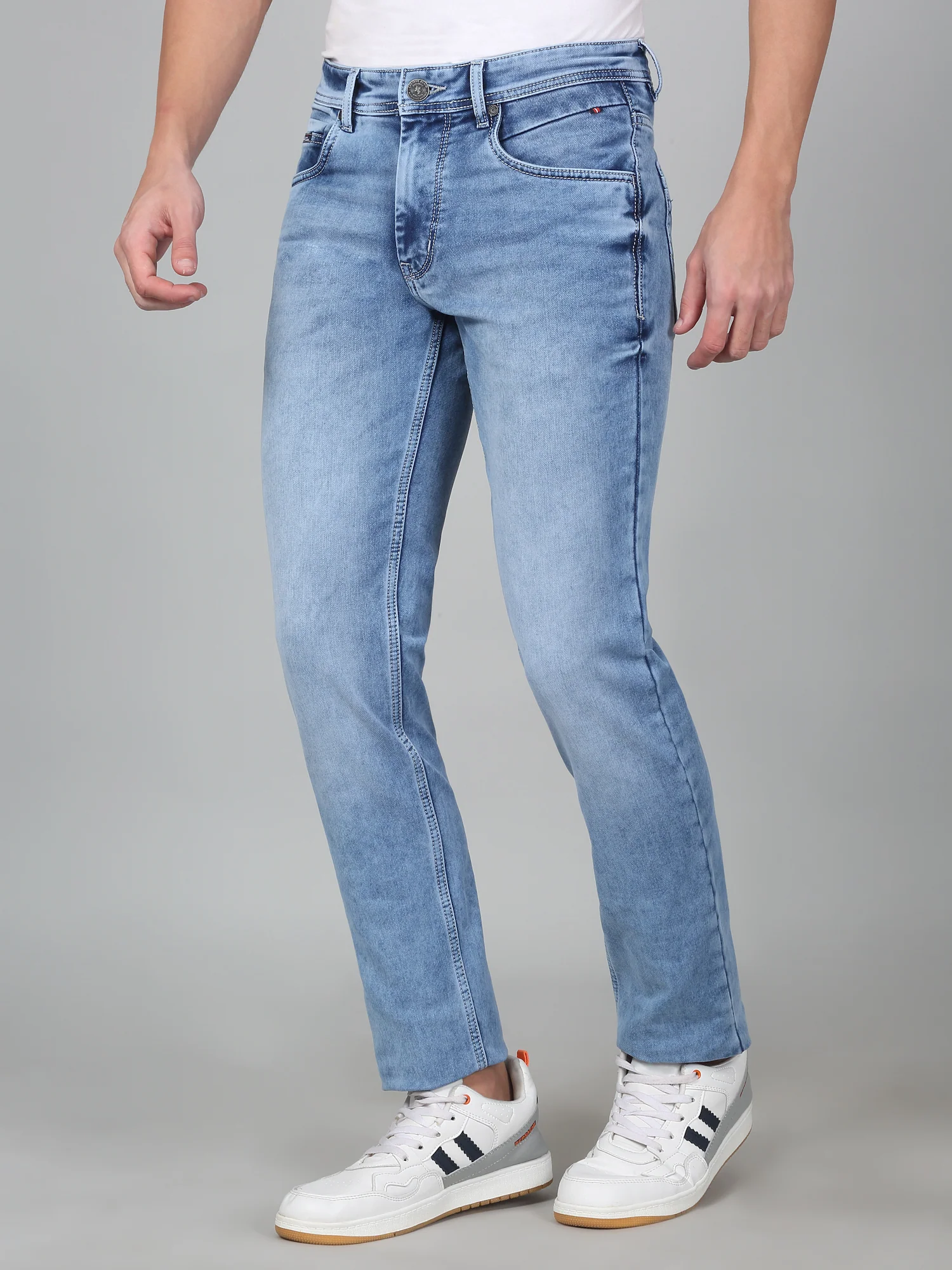Denim Jeans for Men l Breathable & Soft with Color Fastness Ultra Narrow Fit Cotton Fabric Solid Pattern Button Closure - Image 3