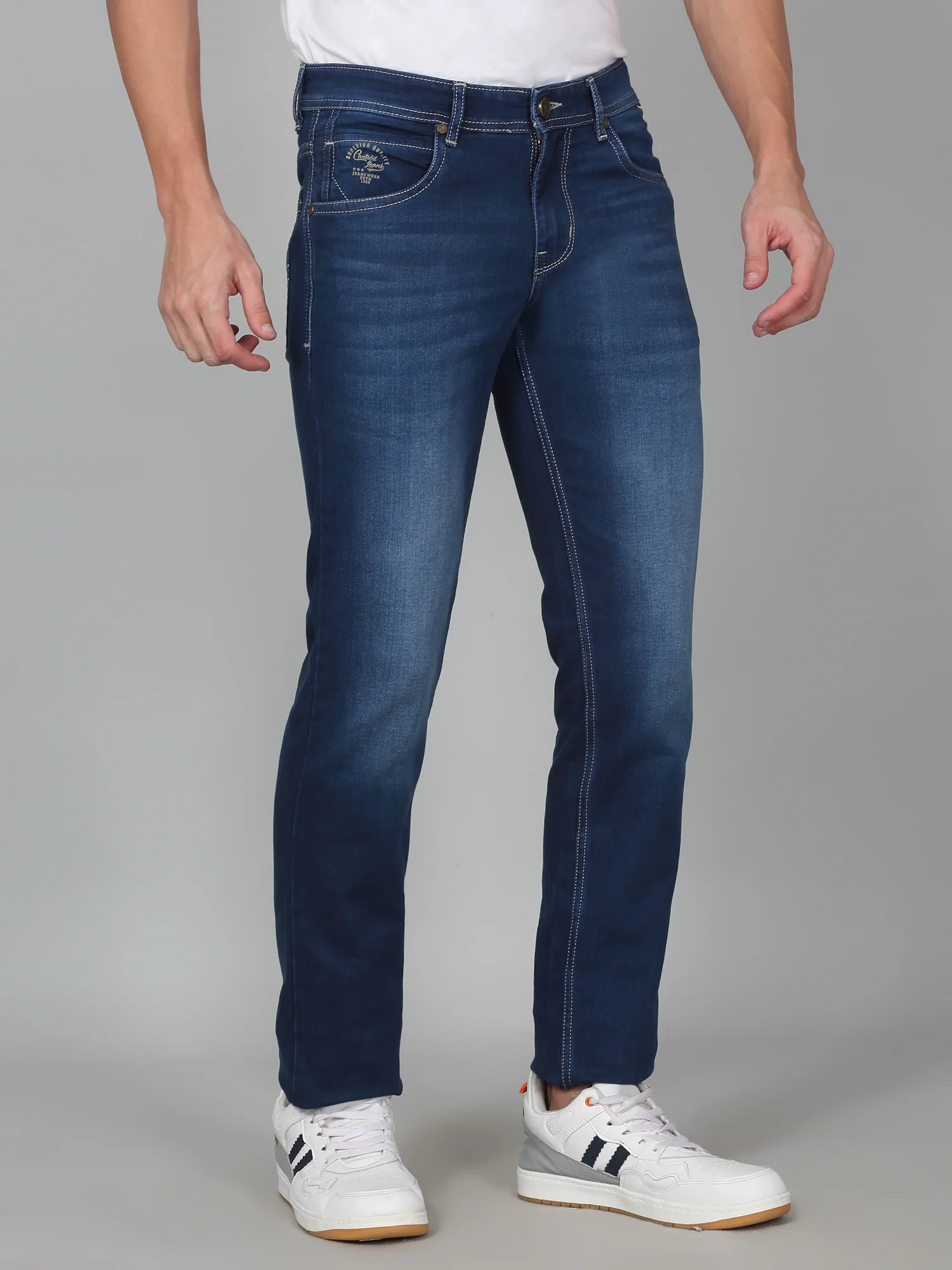 Denim Jeans for Men l Breathable & Soft with Color Fastness Ultra Narrow Fit Cotton Fabric Solid Pattern Button Closure - Image 3
