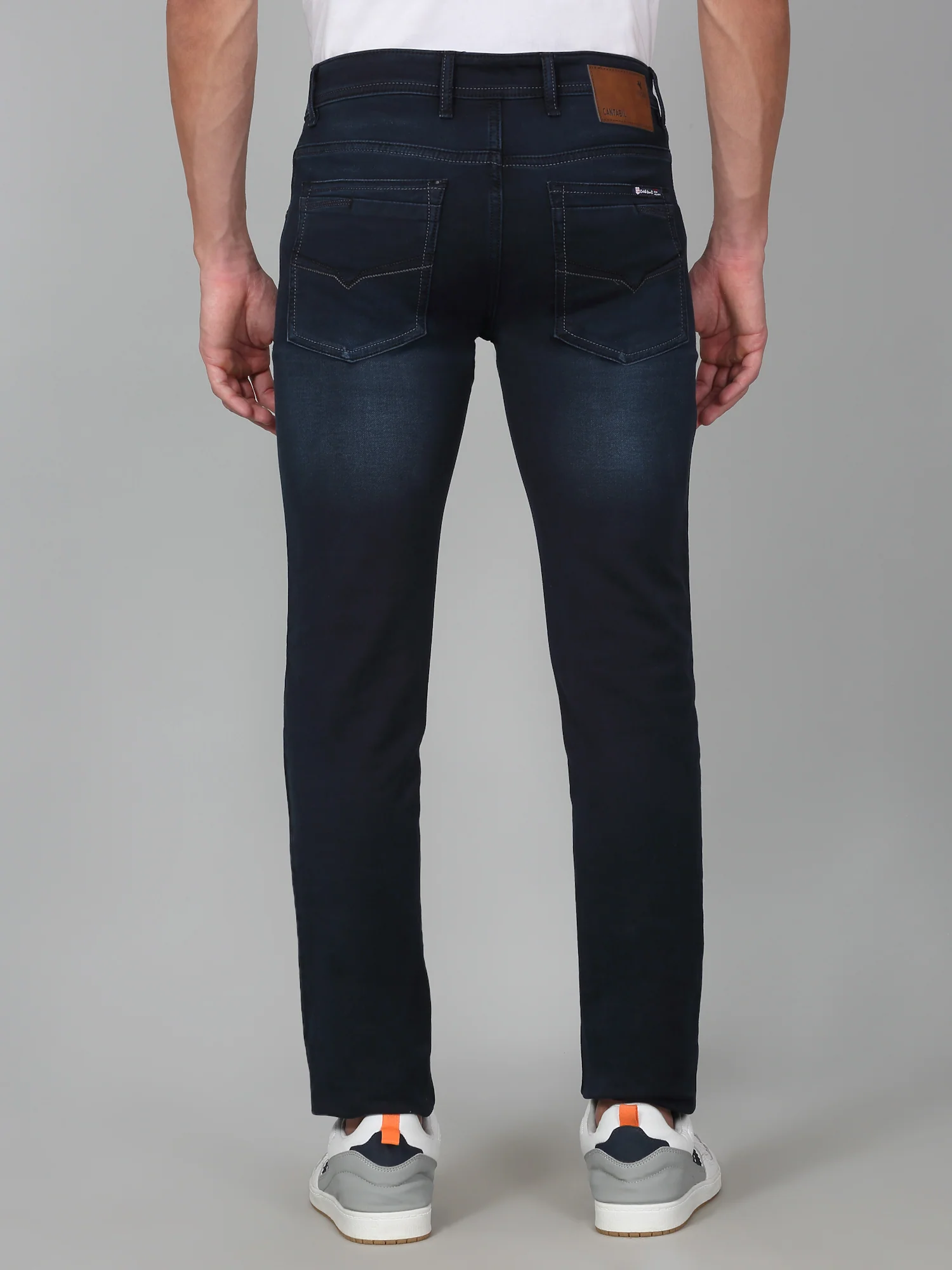 Denim Jeans for Men l Breathable & Soft with Color Fastness Ultra Narrow Fit Cotton Fabric Solid Pattern Button Closure - Image 5