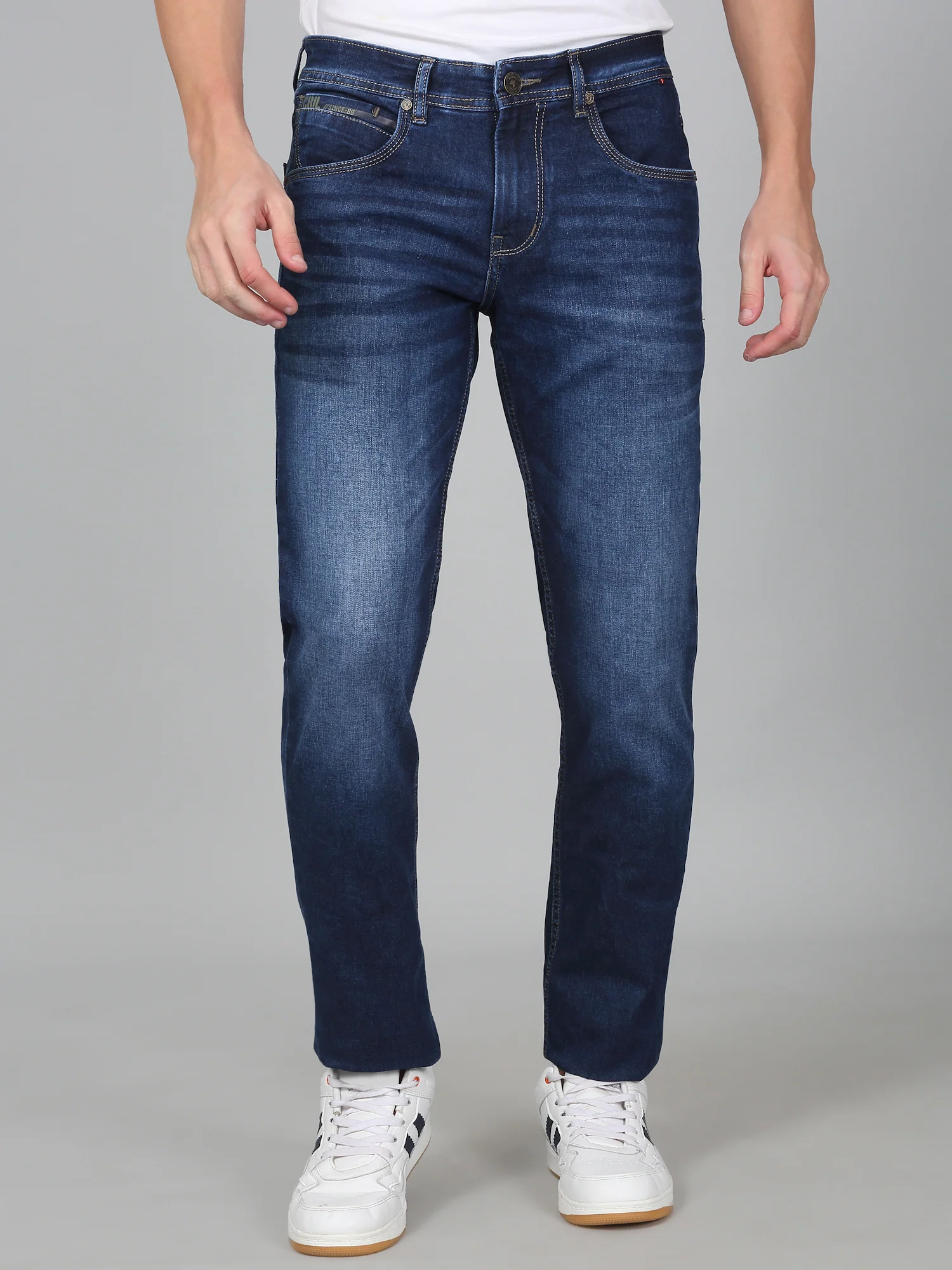 Denim Jeans for Men l Breathable & Soft with Color Fastness Ultra Narrow Fit Cotton Fabric Solid Pattern Button Closure - Image 2
