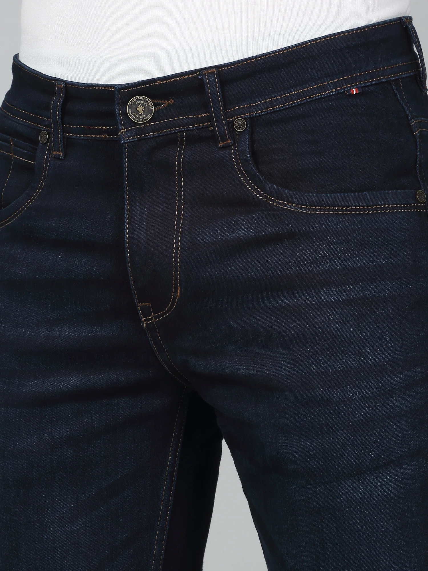 Denim Jeans for Men l Breathable & Soft with Color Fastness Ultra Narrow Fit Cotton Fabric Solid Pattern Button Closure - Image 4