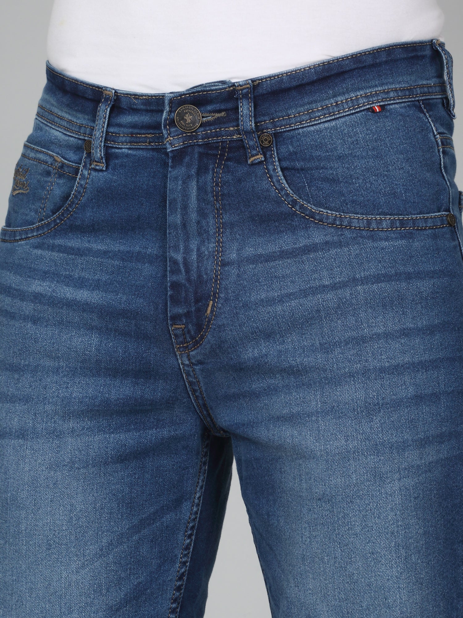 Denim Jeans for Men l Breathable & Soft with Color Fastness Straight Fit Cotton Fabric Solid Pattern Button Closure - Image 4