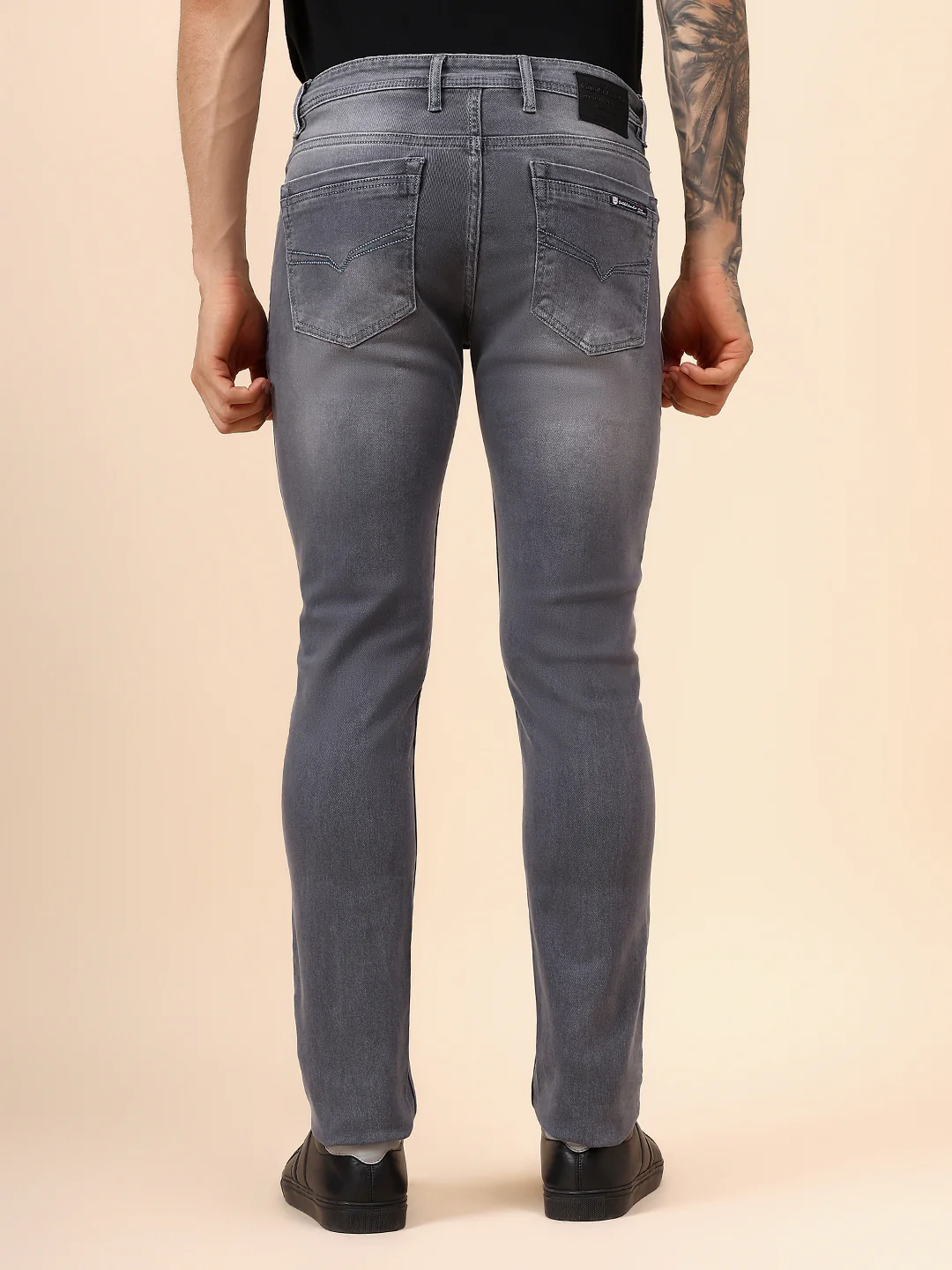 Denim Jeans for Men l Breathable & Soft with Color Fastness Ultra Narrow Fit Cotton Fabric Solid Pattern Button Closure - Image 5