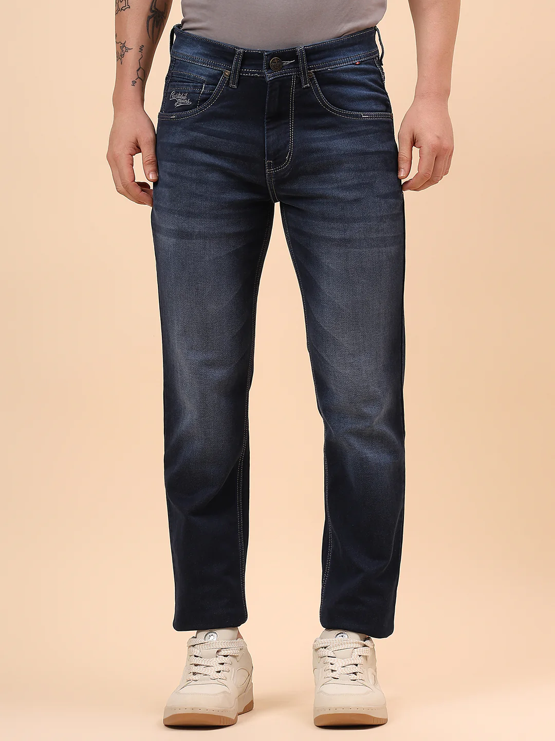 Denim Jeans for Men l Breathable & Soft with Color Fastness Slim Fit Cotton Fabric Solid Pattern Button Closure - Image 4