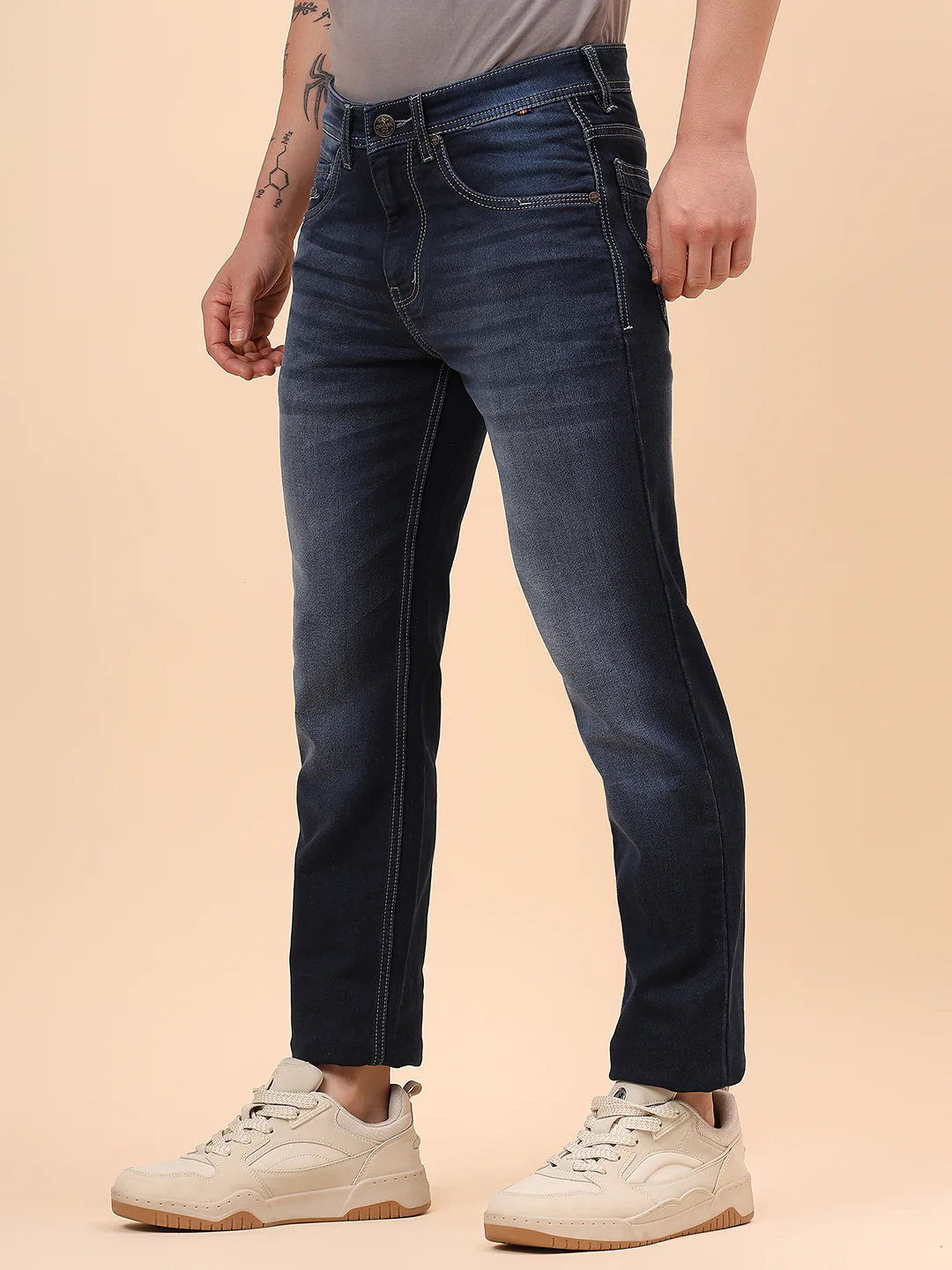 Denim Jeans for Men l Breathable & Soft with Color Fastness Slim Fit Cotton Fabric Solid Pattern Button Closure - Image 5