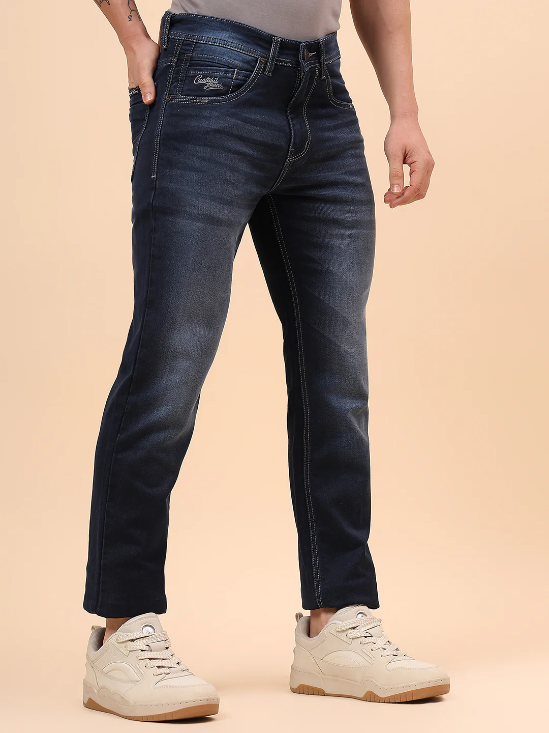Denim Jeans for Men l Breathable & Soft with Color Fastness Slim Fit Cotton Fabric Solid Pattern Button Closure - Image 6