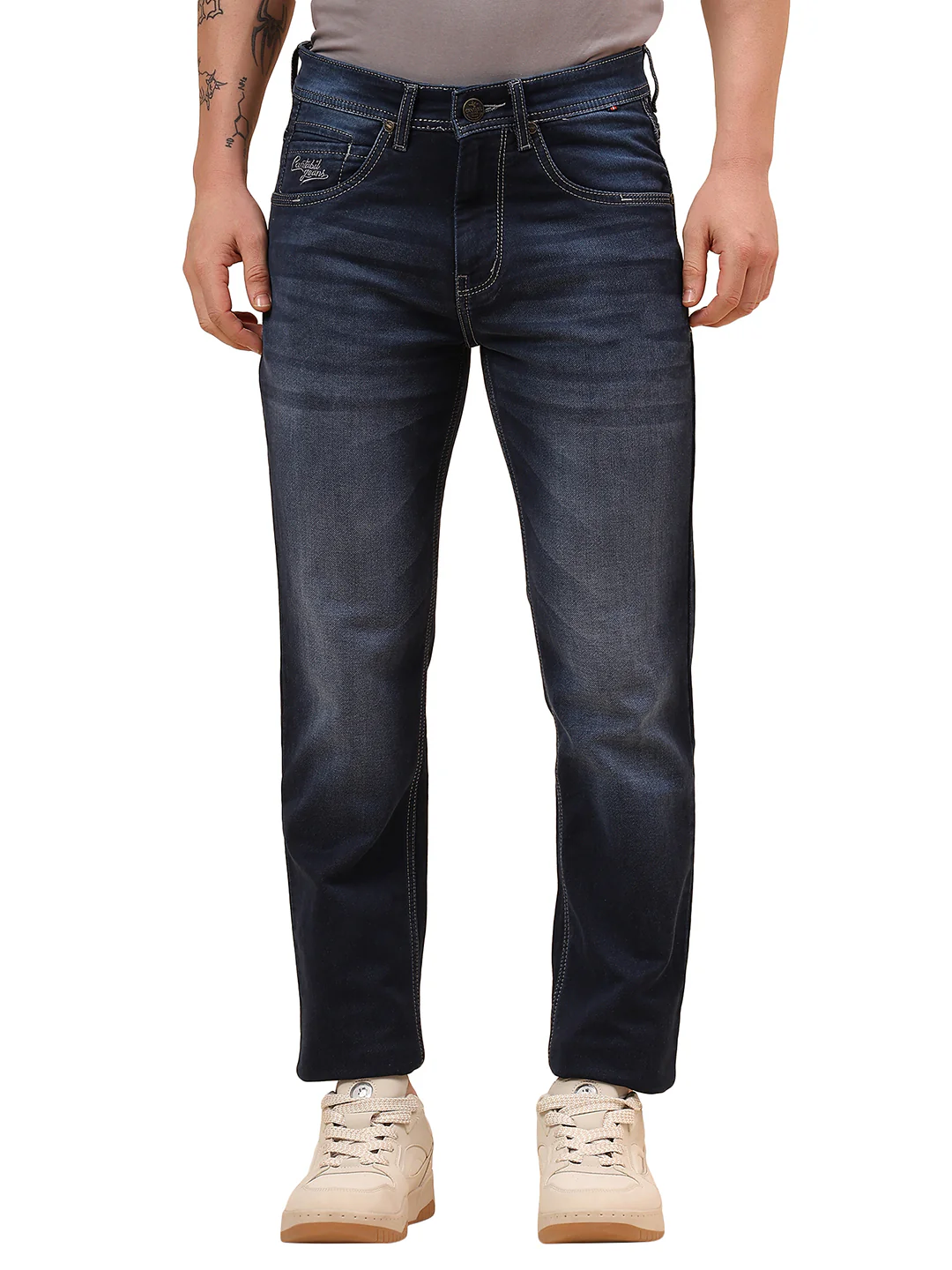 Denim Jeans for Men l Breathable & Soft with Color Fastness Slim Fit Cotton Fabric Solid Pattern Button Closure - Image 9