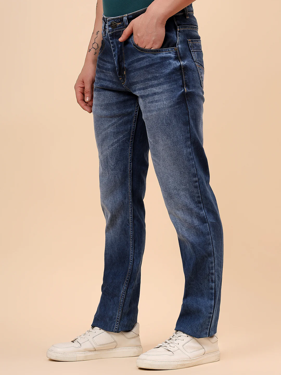 Denim Jeans for Men l Breathable & Soft with Color Fastness Slim Fit Cotton Fabric Solid Pattern Button Closure - Image 5