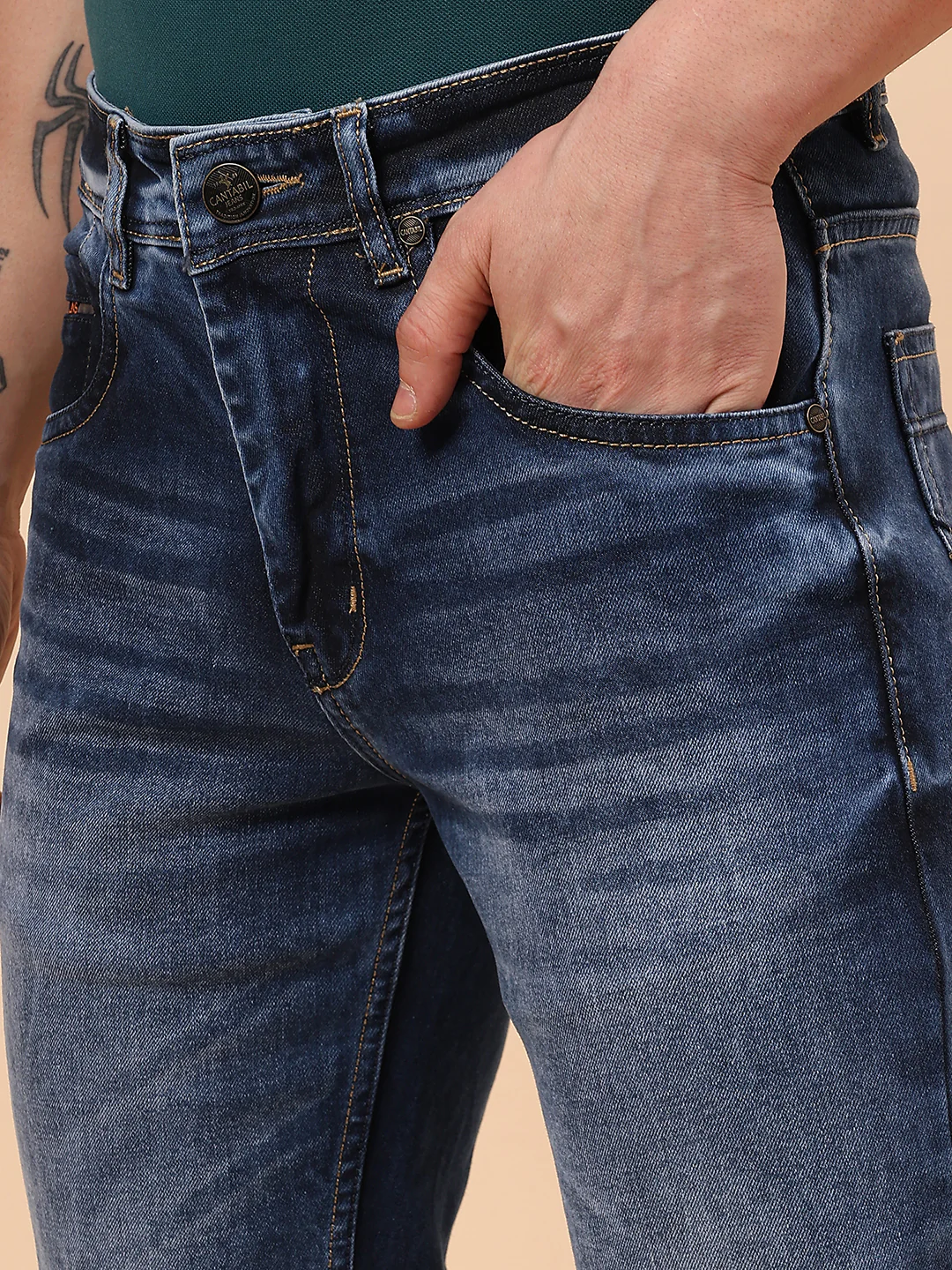 Denim Jeans for Men l Breathable & Soft with Color Fastness Slim Fit Cotton Fabric Solid Pattern Button Closure - Image 8