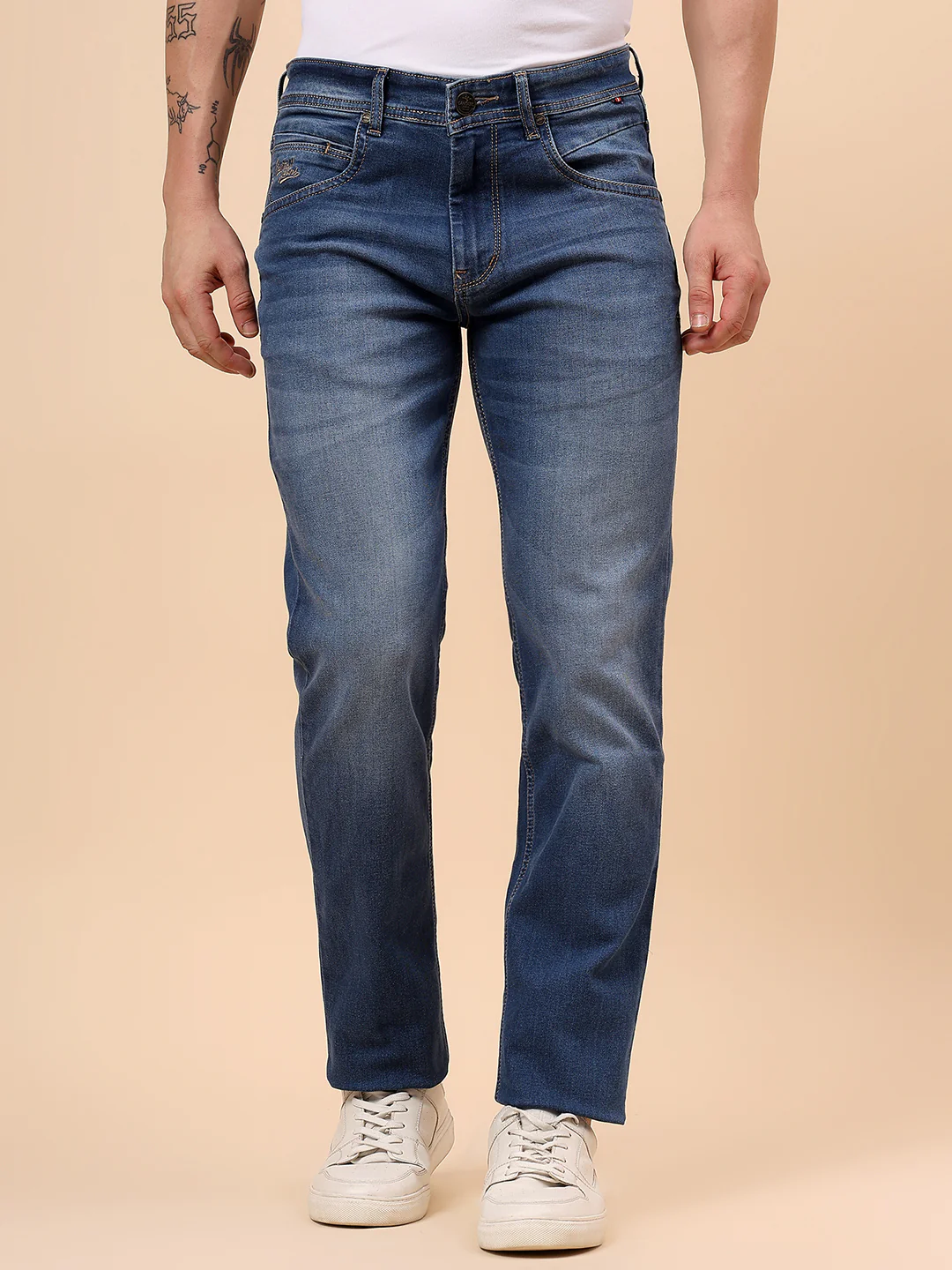 Denim Jeans for Men l Breathable & Soft with Color Fastness Slim Fit Cotton Fabric Solid Pattern Button Closure - Image 4