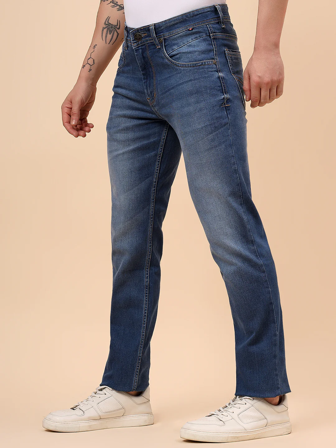 Denim Jeans for Men l Breathable & Soft with Color Fastness Slim Fit Cotton Fabric Solid Pattern Button Closure - Image 5
