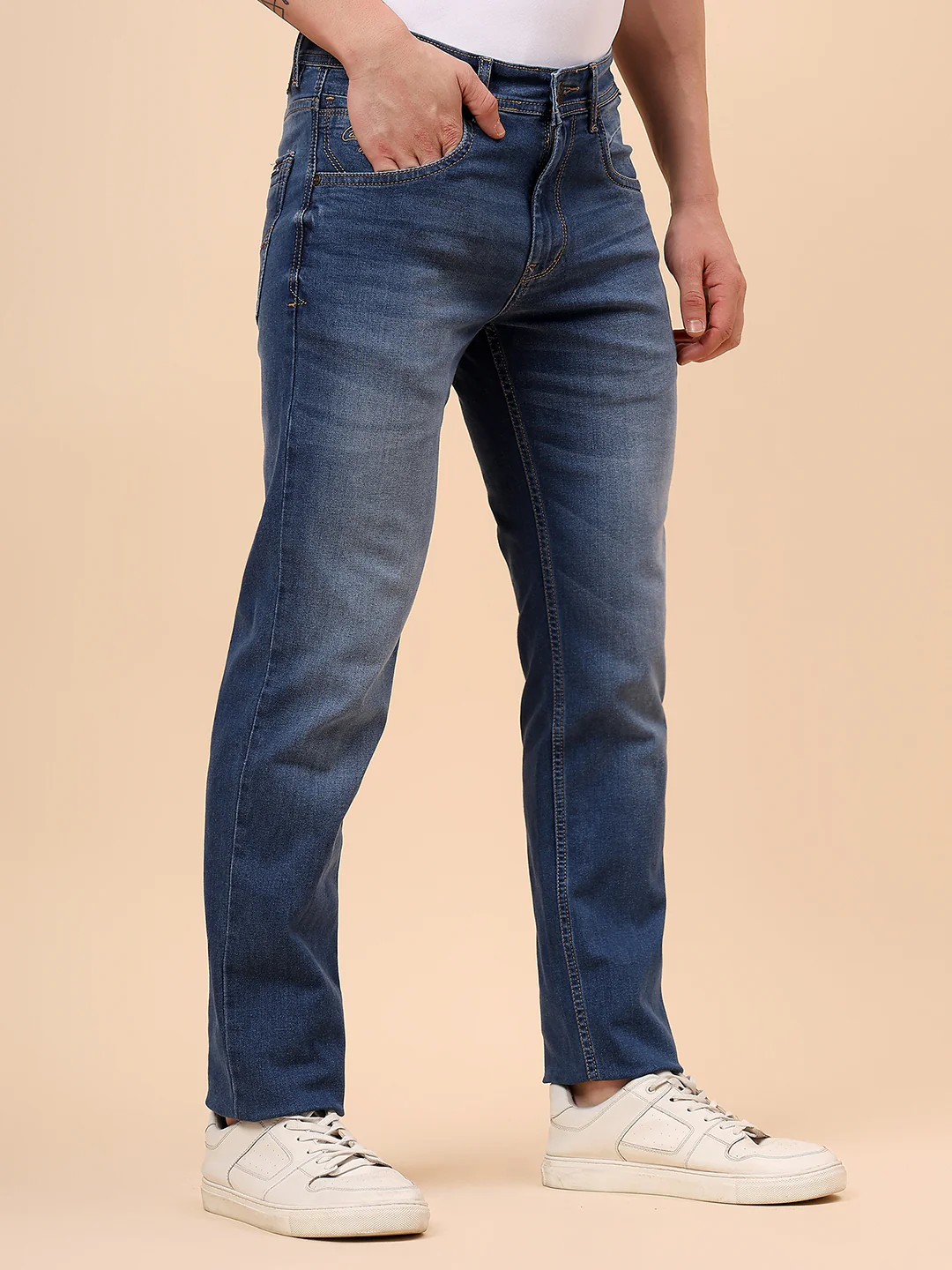 Denim Jeans for Men l Breathable & Soft with Color Fastness Slim Fit Cotton Fabric Solid Pattern Button Closure - Image 6