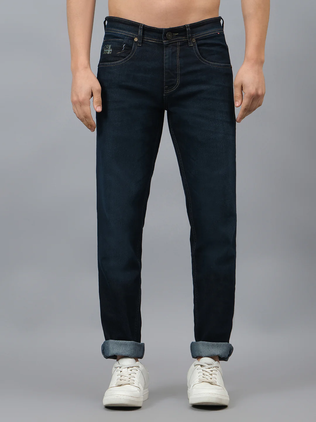 Denim Jeans for Men l Breathable & Soft with Color Fastness Ultra Narrow Fit Cotton Fabric Solid Pattern Button Closure - Image 2