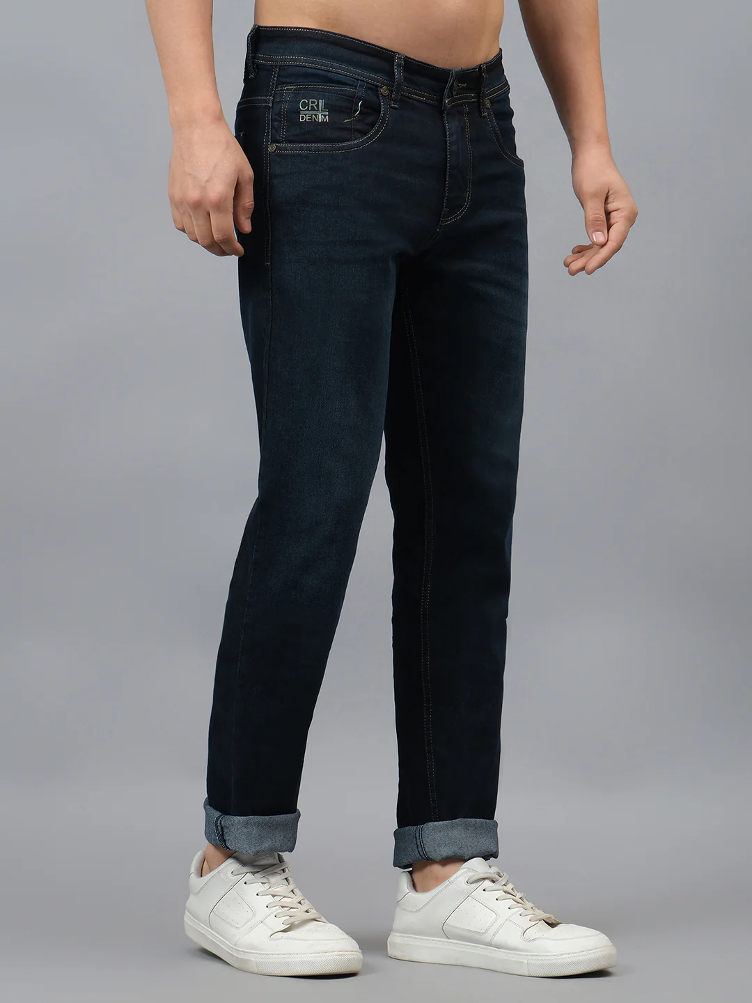Denim Jeans for Men l Breathable & Soft with Color Fastness Ultra Narrow Fit Cotton Fabric Solid Pattern Button Closure - Image 4