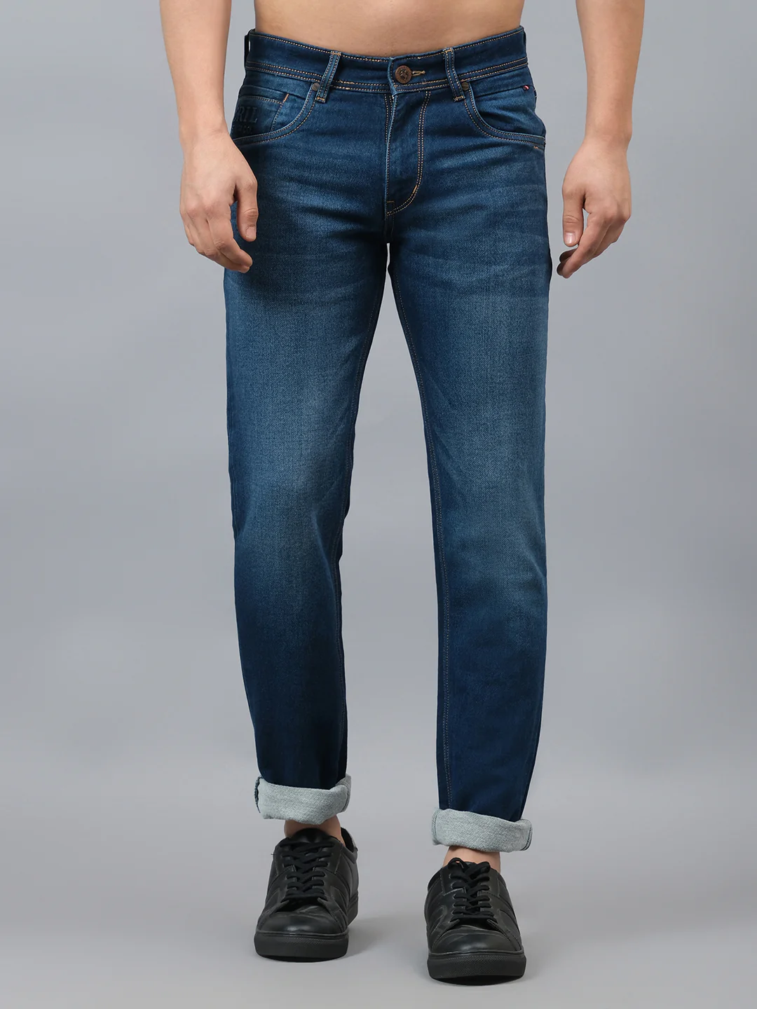 Denim Jeans for Men l Breathable & Soft with Color Fastness Straight Fit Cotton Fabric Solid Pattern Button Closure - Image 3
