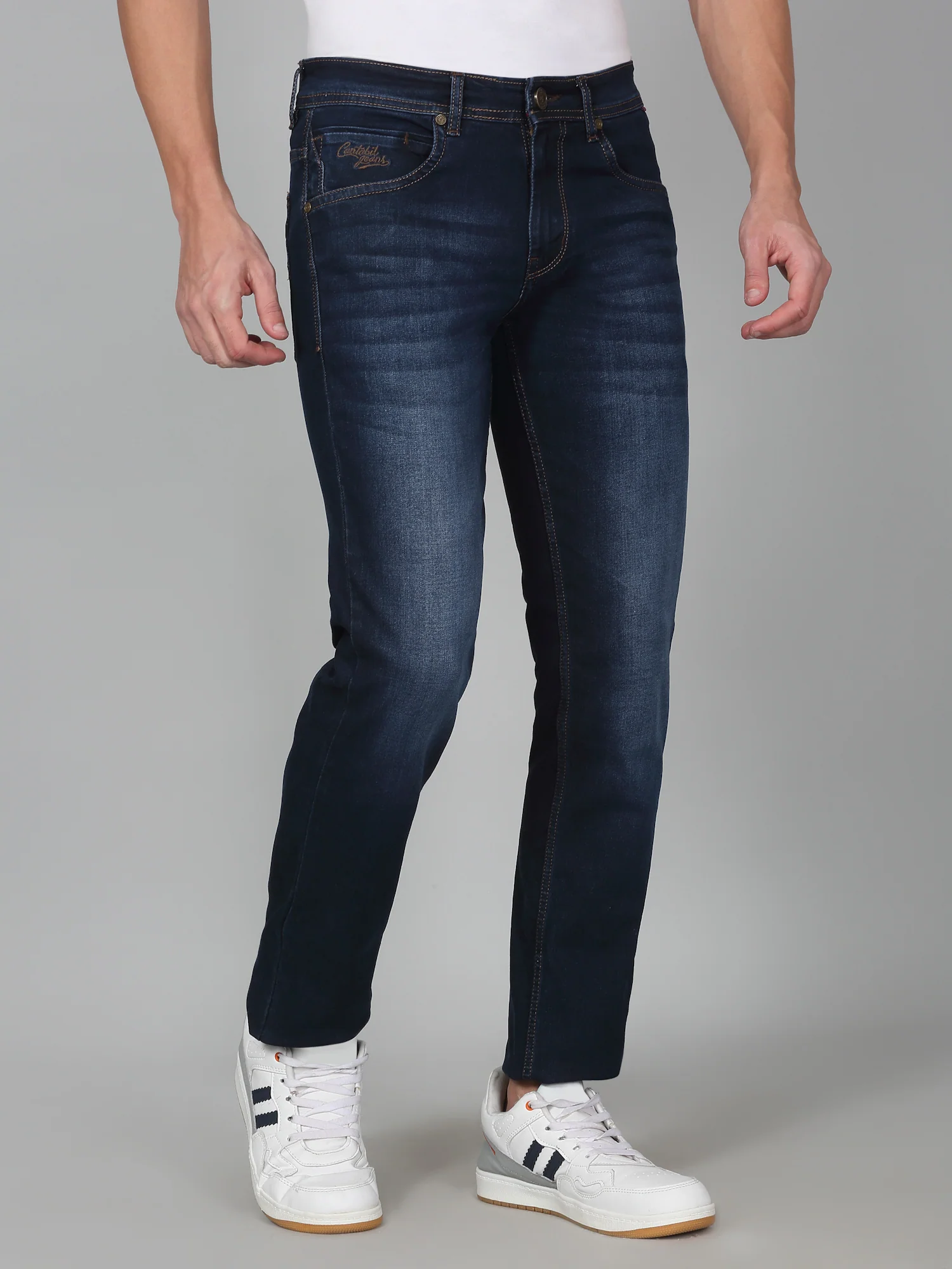 Denim Jeans for Men l Breathable & Soft with Color Fastness Ultra Narrow Fit Cotton Fabric Solid Pattern Button Closure - Image 3