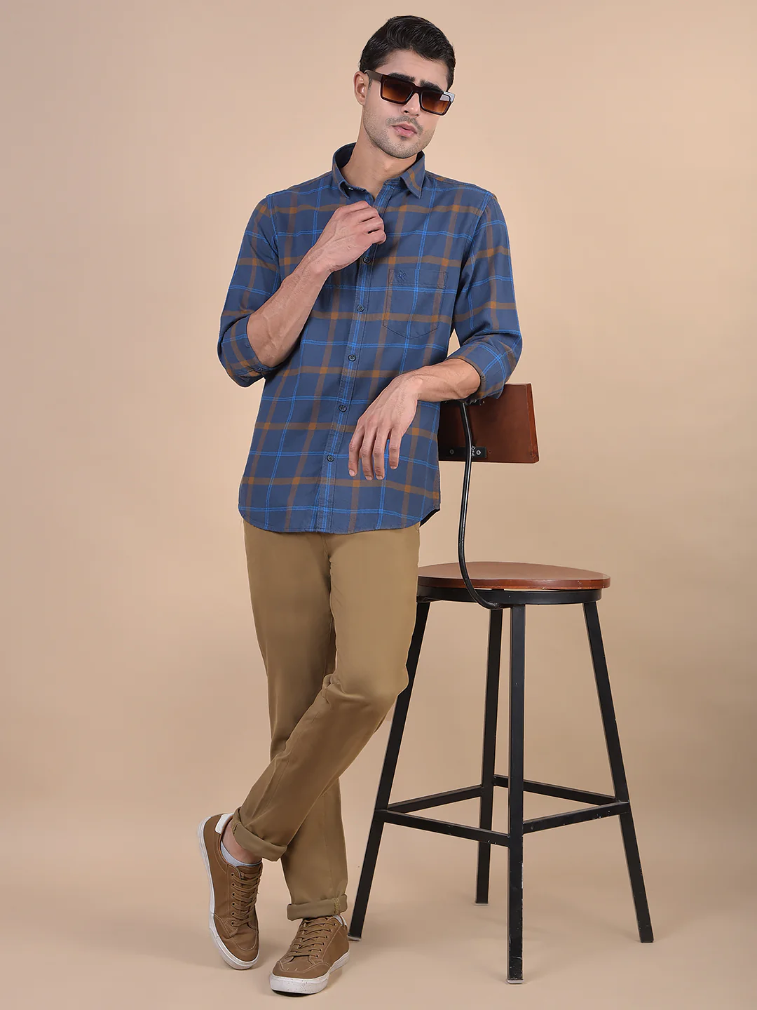 Casual Trouser for Men | Breathable & Soft with Color Fastness Regular Fit Cotton Blend Fabric Solid Pattern Button Closure - Image 3