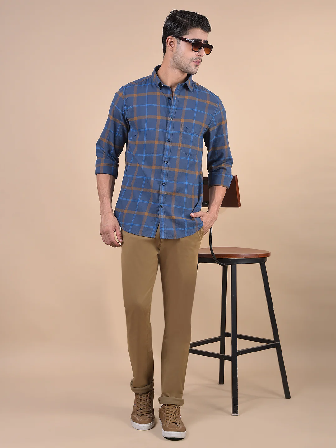 Casual Trouser for Men | Breathable & Soft with Color Fastness Regular Fit Cotton Blend Fabric Solid Pattern Button Closure - Image 4