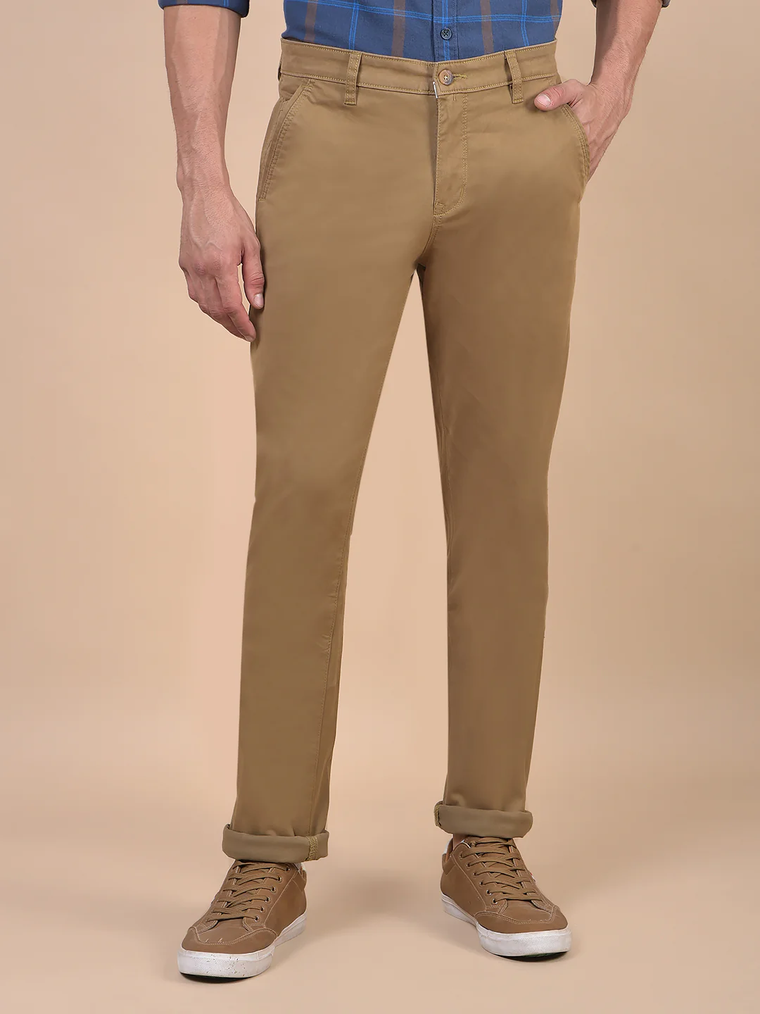 Casual Trouser for Men | Breathable & Soft with Color Fastness Regular Fit Cotton Blend Fabric Solid Pattern Button Closure - Image 6