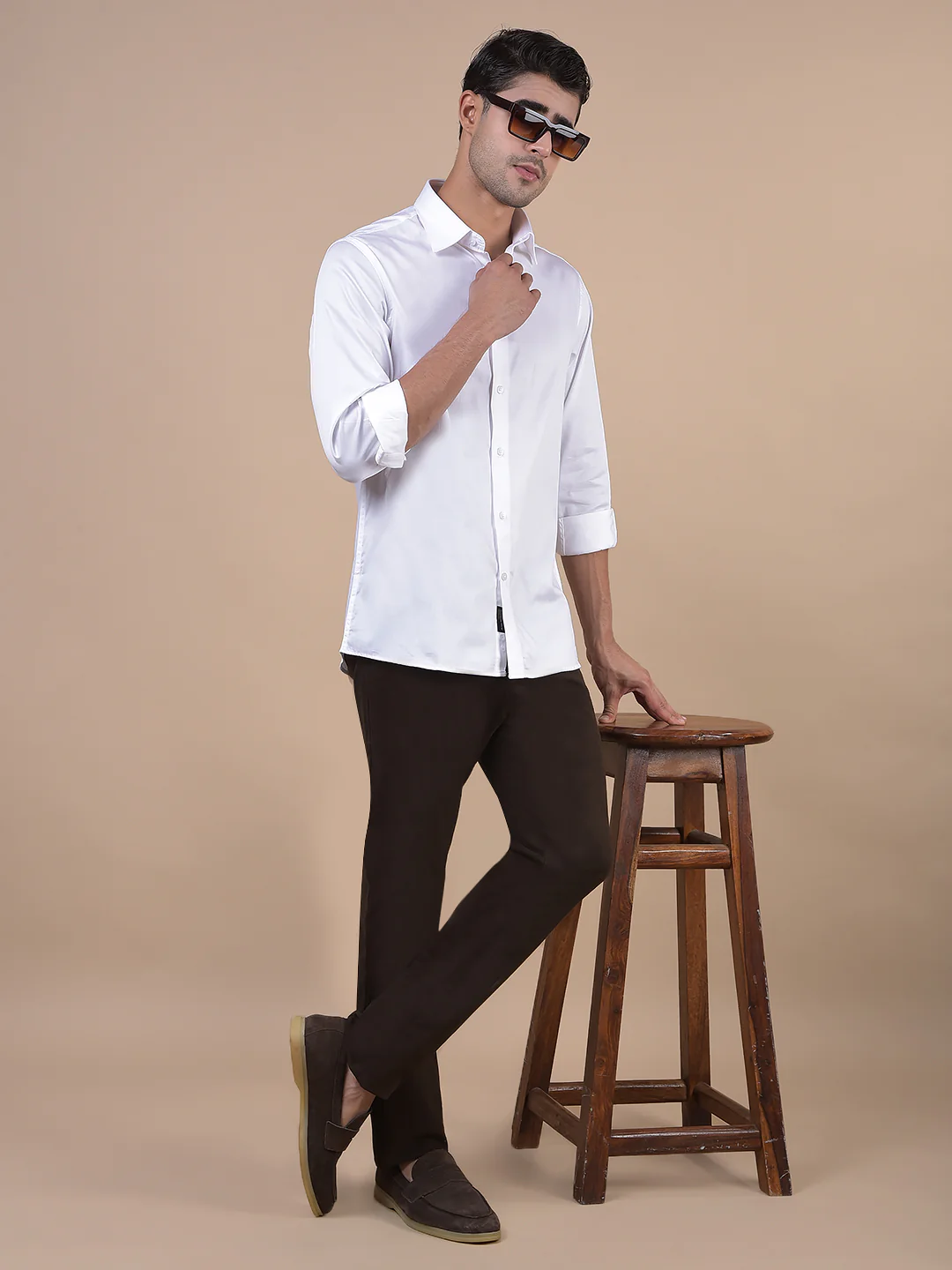 Casual Trouser for Men | Breathable & Soft with Color Fastness Regular Fit Cotton Blend Fabric Solid Pattern Button Closure - Image 3