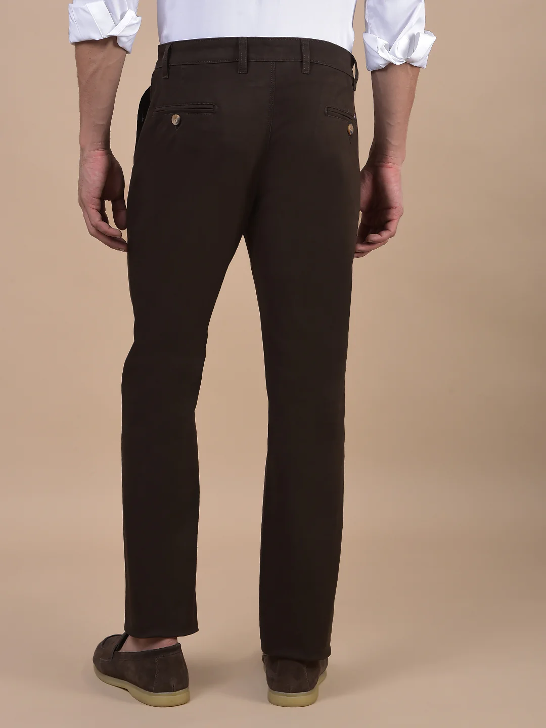 Casual Trouser for Men | Breathable & Soft with Color Fastness Regular Fit Cotton Blend Fabric Solid Pattern Button Closure - Image 8