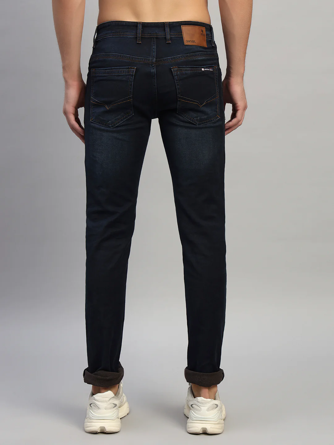 Denim Jeans for Men l Breathable & Soft with Color Fastness Ultra Narrow Fit Cotton Fabric Solid Pattern Button Closure - Image 4