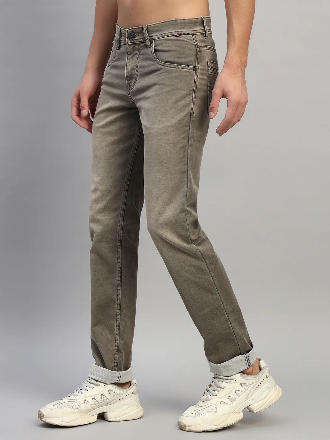 Denim Jeans for Men l Breathable & Soft with Color Fastness Ultra Narrow Fit Cotton Fabric Solid Pattern Button Closure - Image 5