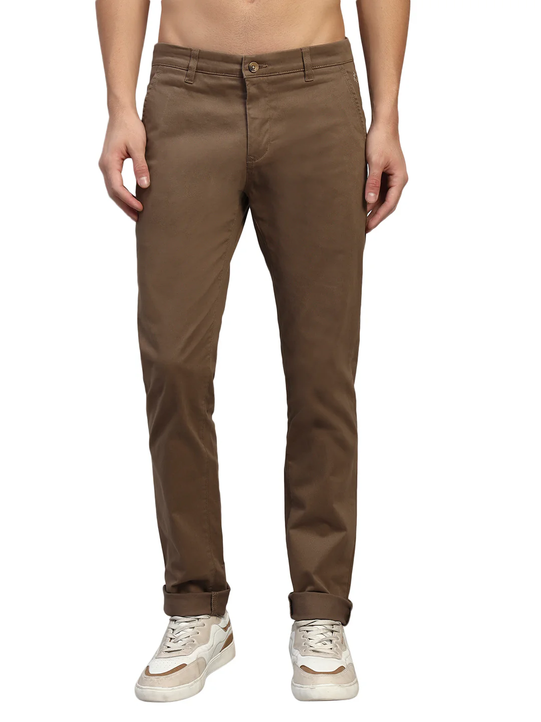 Casual Trouser for Men | Breathable & Soft with Color Fastness Regular Fit Cotton Blend Fabric Solid Pattern Button Closure - Image 2