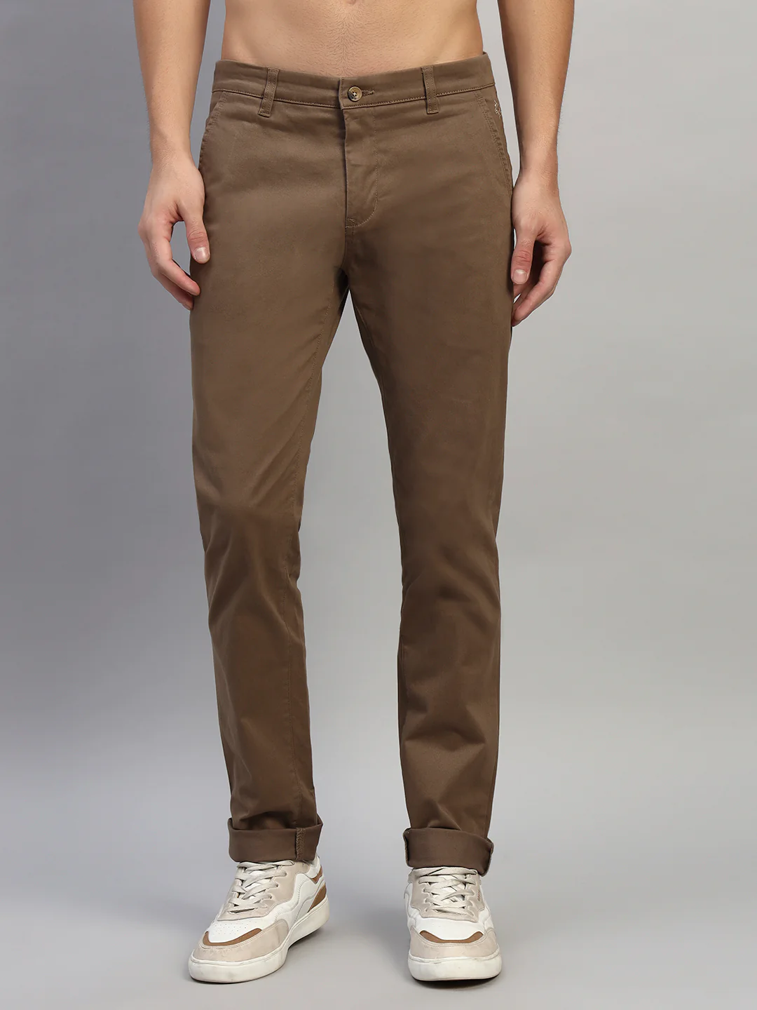 Casual Trouser for Men | Breathable & Soft with Color Fastness Regular Fit Cotton Blend Fabric Solid Pattern Button Closure - Image 3