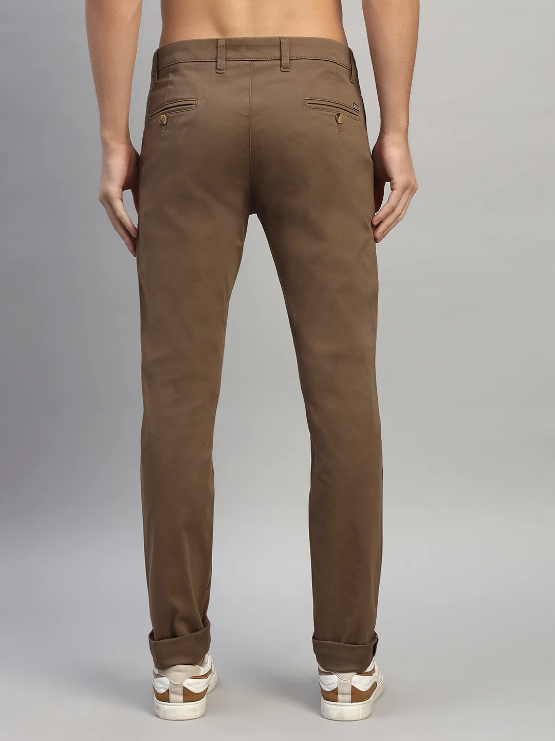 Casual Trouser for Men | Breathable & Soft with Color Fastness Regular Fit Cotton Blend Fabric Solid Pattern Button Closure - Image 5