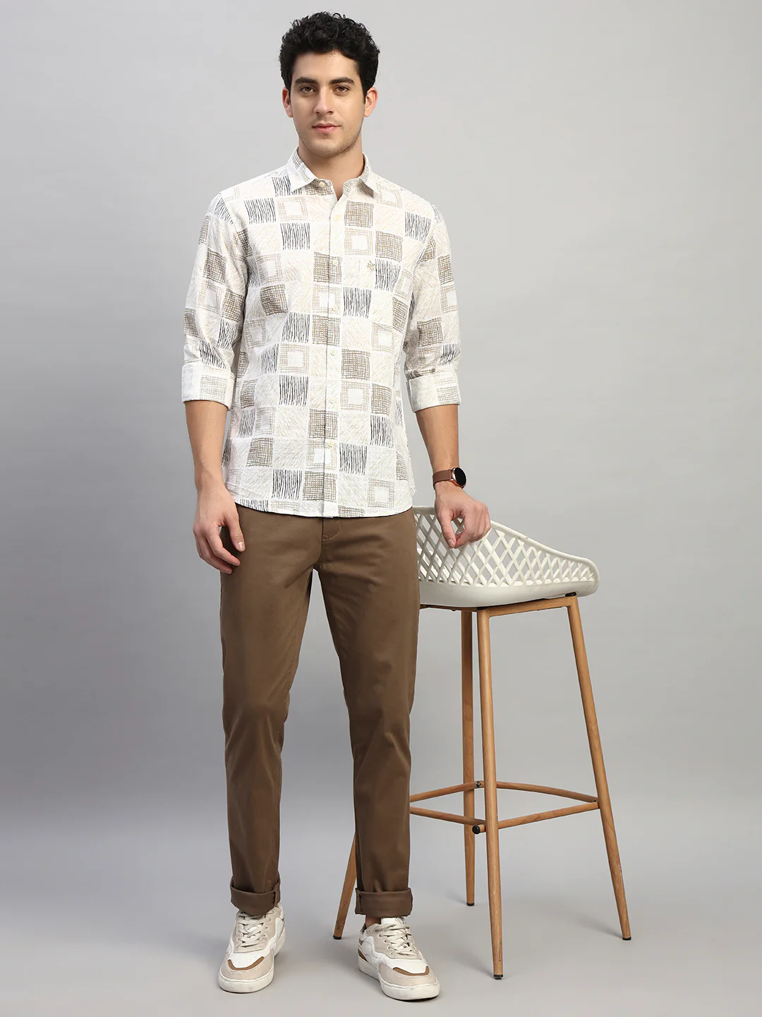 Casual Trouser for Men | Breathable & Soft with Color Fastness Regular Fit Cotton Blend Fabric Solid Pattern Button Closure - Image 8