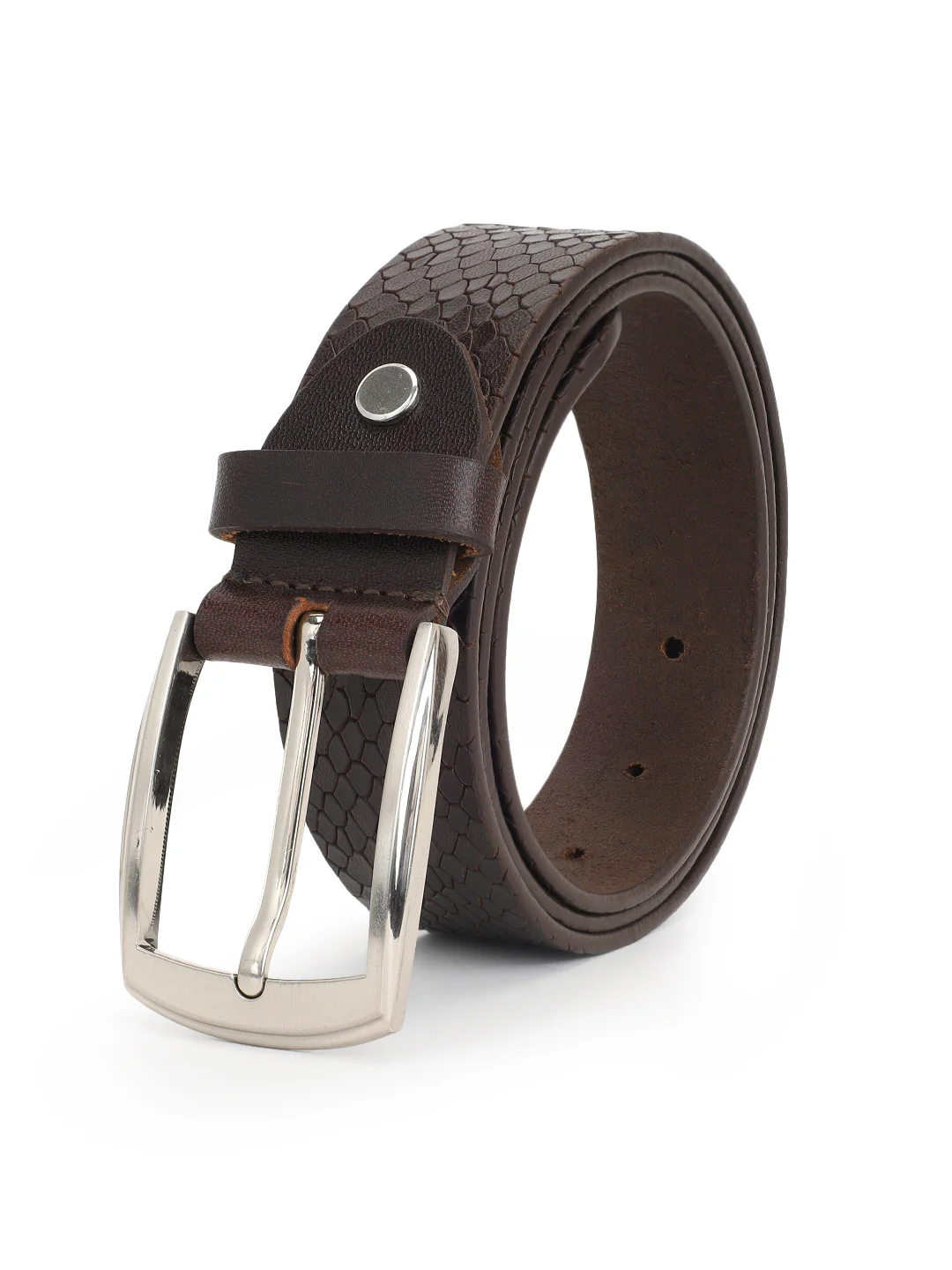 Men's Solid Brown Formal Belt - Image 2
