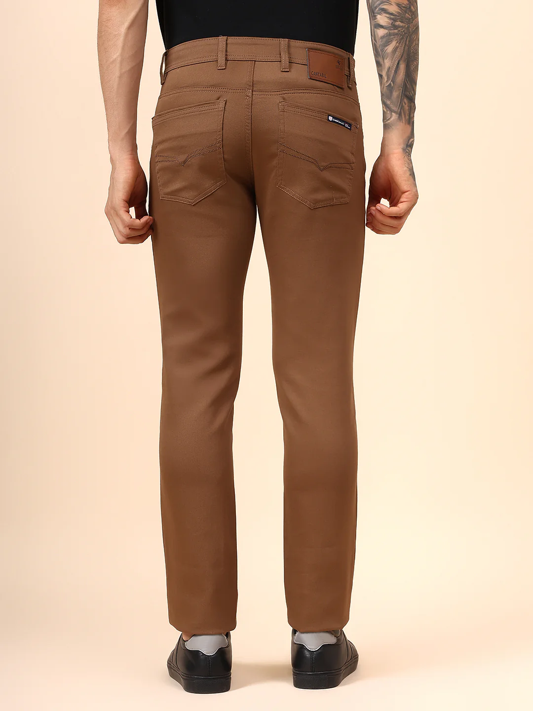 Casual Trouser for Men | Breathable & Soft with Color Fastness Regular Fit Cotton Blend Fabric Solid Pattern Button Closure - Image 9