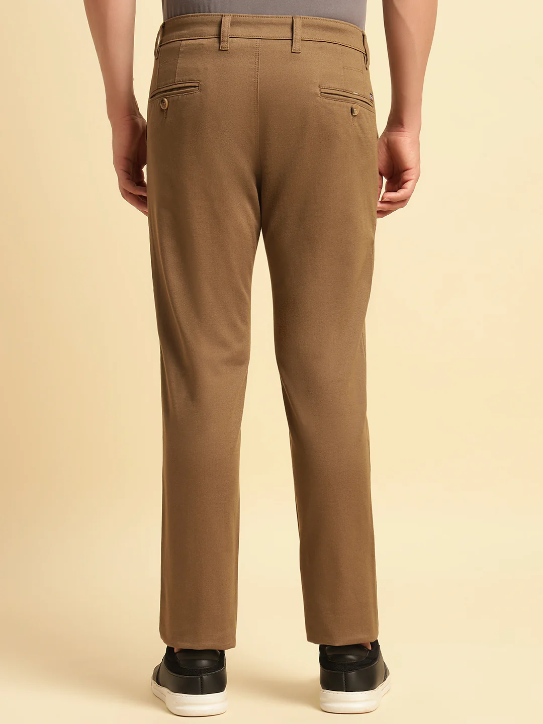 Casual Trouser for Men | Breathable & Soft with Color Fastness Regular Fit Cotton Blend Fabric Solid Pattern Button Closure - Image 4