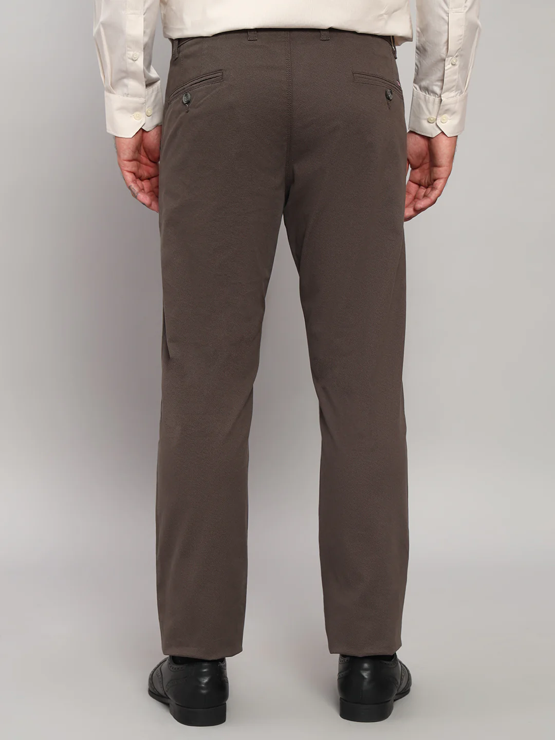 Casual Trouser for Men | Breathable & Soft with Color Fastness Regular Fit Cotton Blend Fabric Solid Pattern Button Closure - Image 2