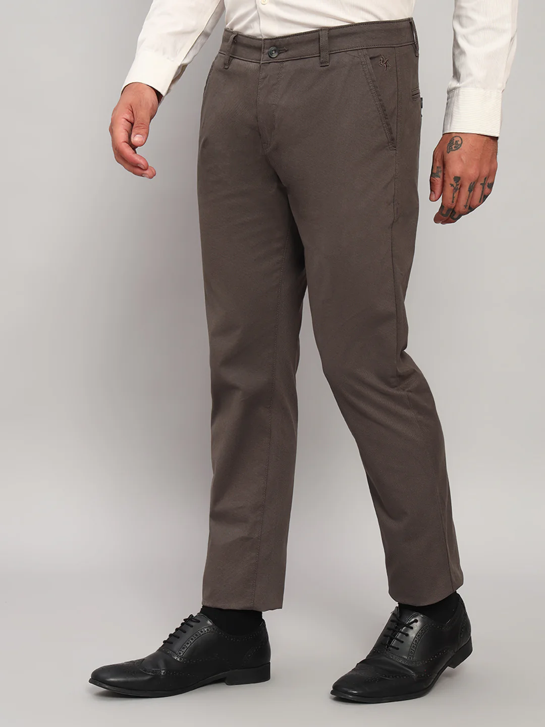 Casual Trouser for Men | Breathable & Soft with Color Fastness Regular Fit Cotton Blend Fabric Solid Pattern Button Closure - Image 4