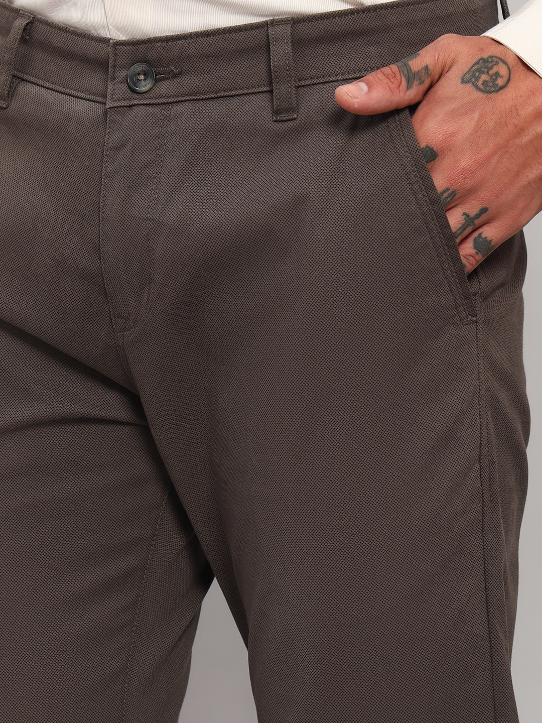 Casual Trouser for Men | Breathable & Soft with Color Fastness Regular Fit Cotton Blend Fabric Solid Pattern Button Closure - Image 6