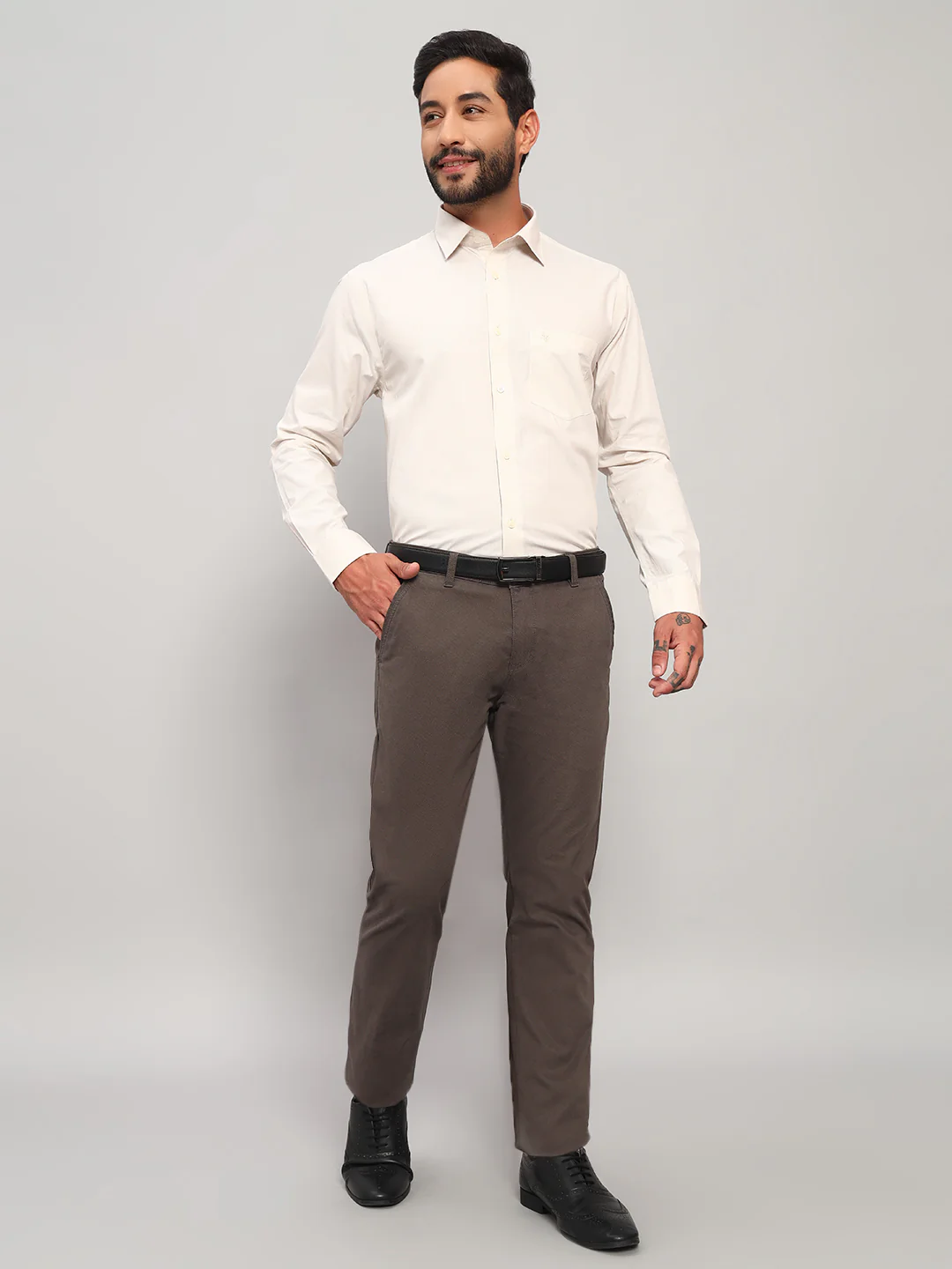 Casual Trouser for Men | Breathable & Soft with Color Fastness Regular Fit Cotton Blend Fabric Solid Pattern Button Closure - Image 7