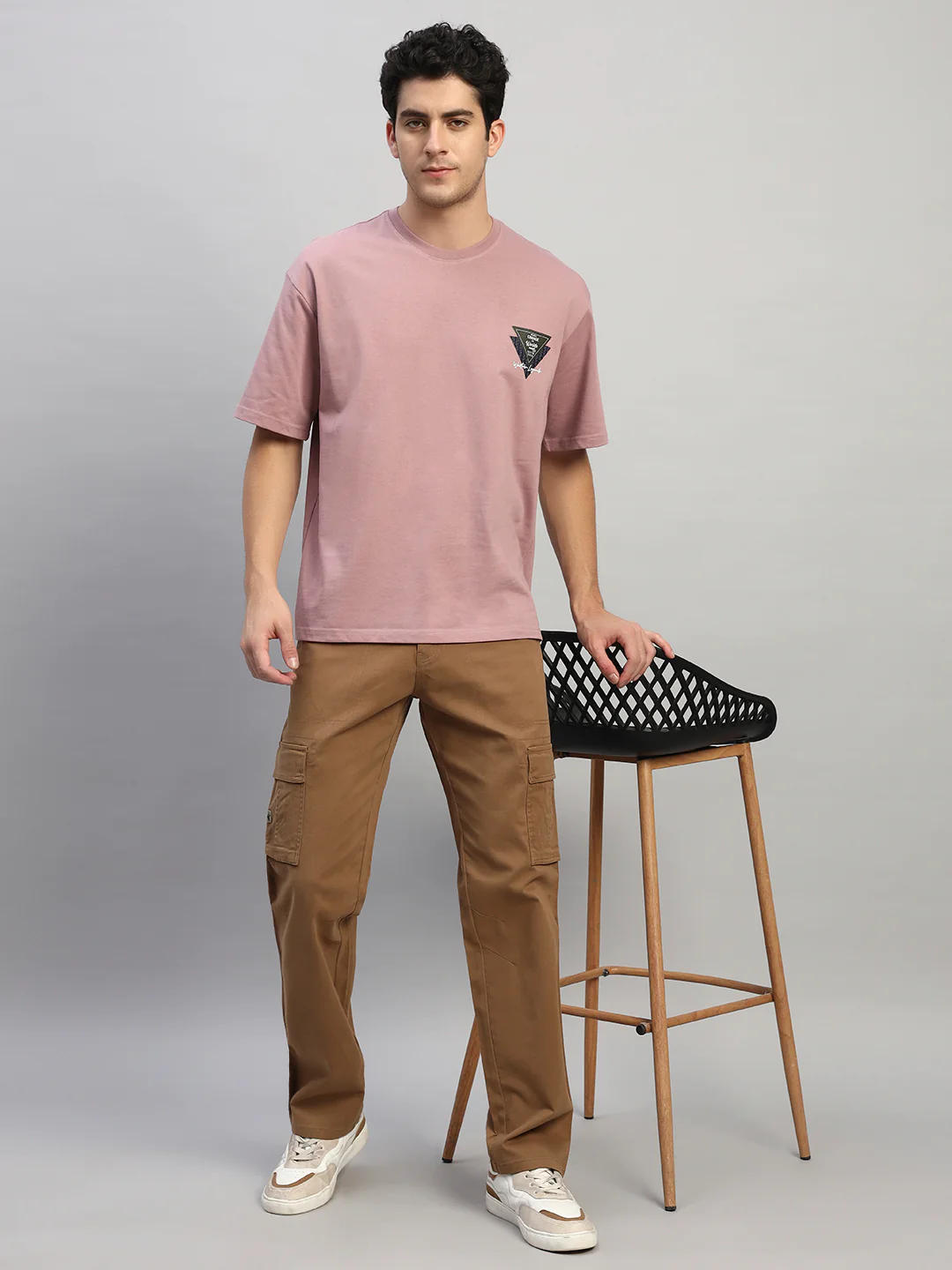 Men's Solid Camel Regular Fit Casual Cargo - Image 8