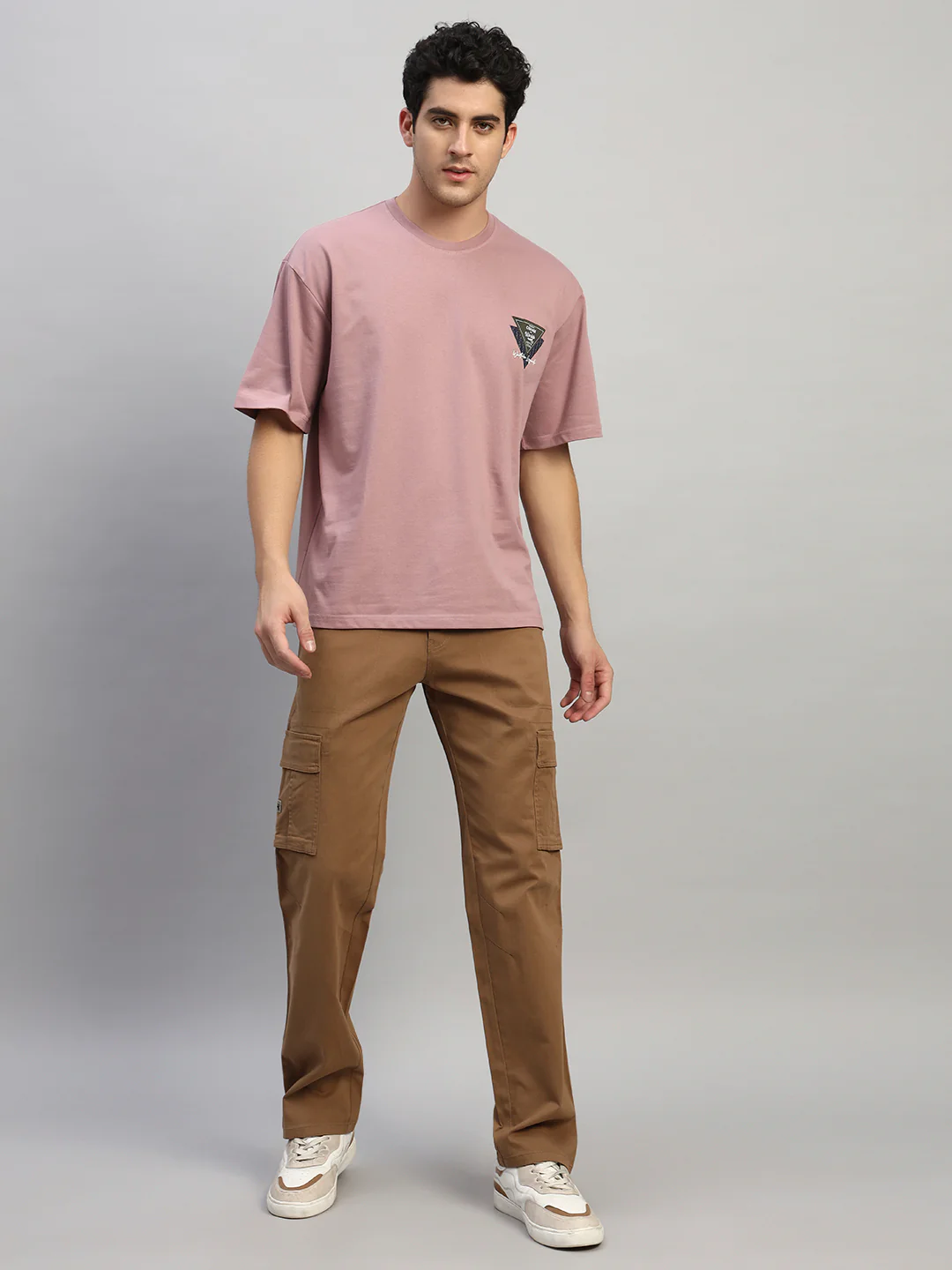 Men's Solid Camel Regular Fit Casual Cargo - Image 9